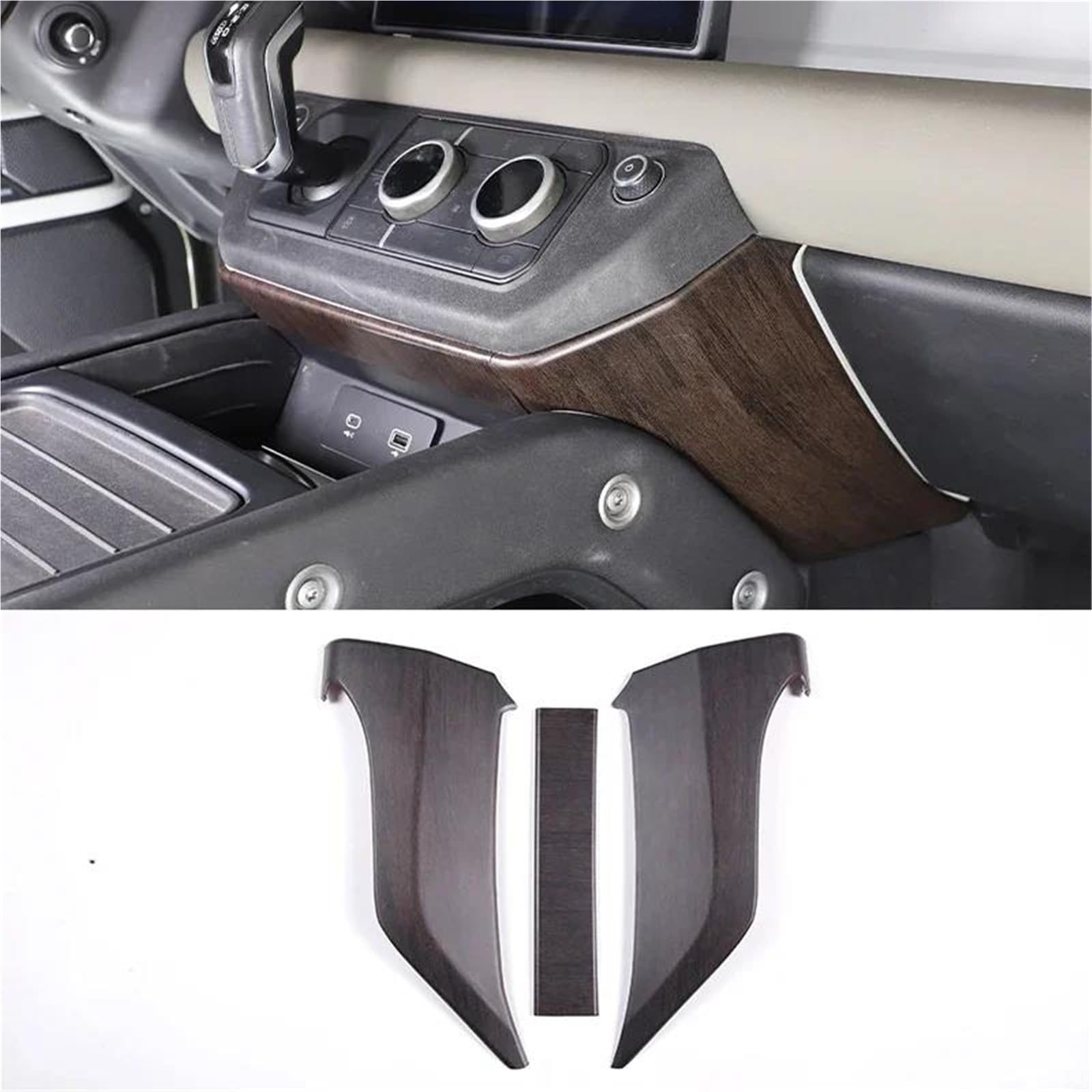 Interieur Dekor ABS-Mittelkonsole Knieseitenverkleidung Dekorativer Aufkleber Für Land Für Rover Für Defender 90 110 2020-2025 Interieur TüRverkleidungen Dekor(Oak Wood Grain) von QFJFBGGH