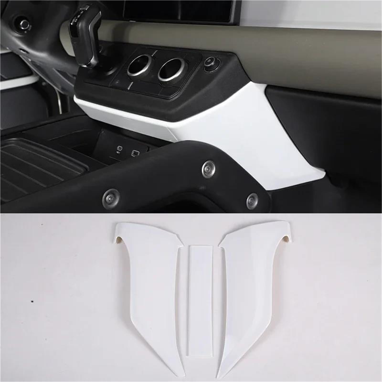 Interieur Dekor ABS-Mittelkonsole Knieseitenverkleidung Dekorativer Aufkleber Für Land Für Rover Für Defender 90 110 2020-2025 Interieur TüRverkleidungen Dekor(WEISS) von QFJFBGGH