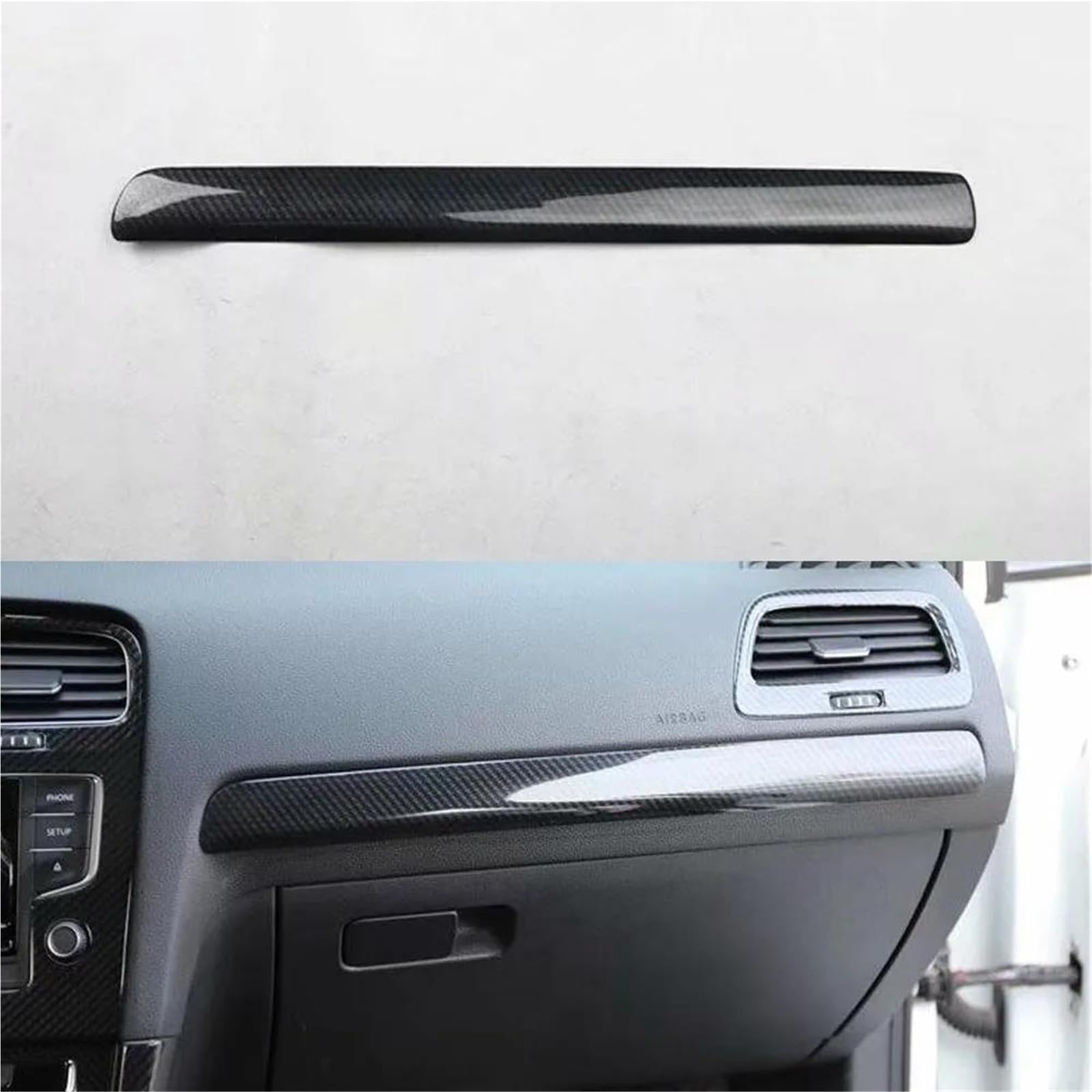 Interieur Dekor Auto Armaturenbrett Beifahrersitz Dekoration Streifen Trim Styling Für VW Für Golf 7 2014-2018 LHD Auto Zubehör Interieur TüRverkleidungen Dekor(Carbon Pattern) von QFJFBGGH