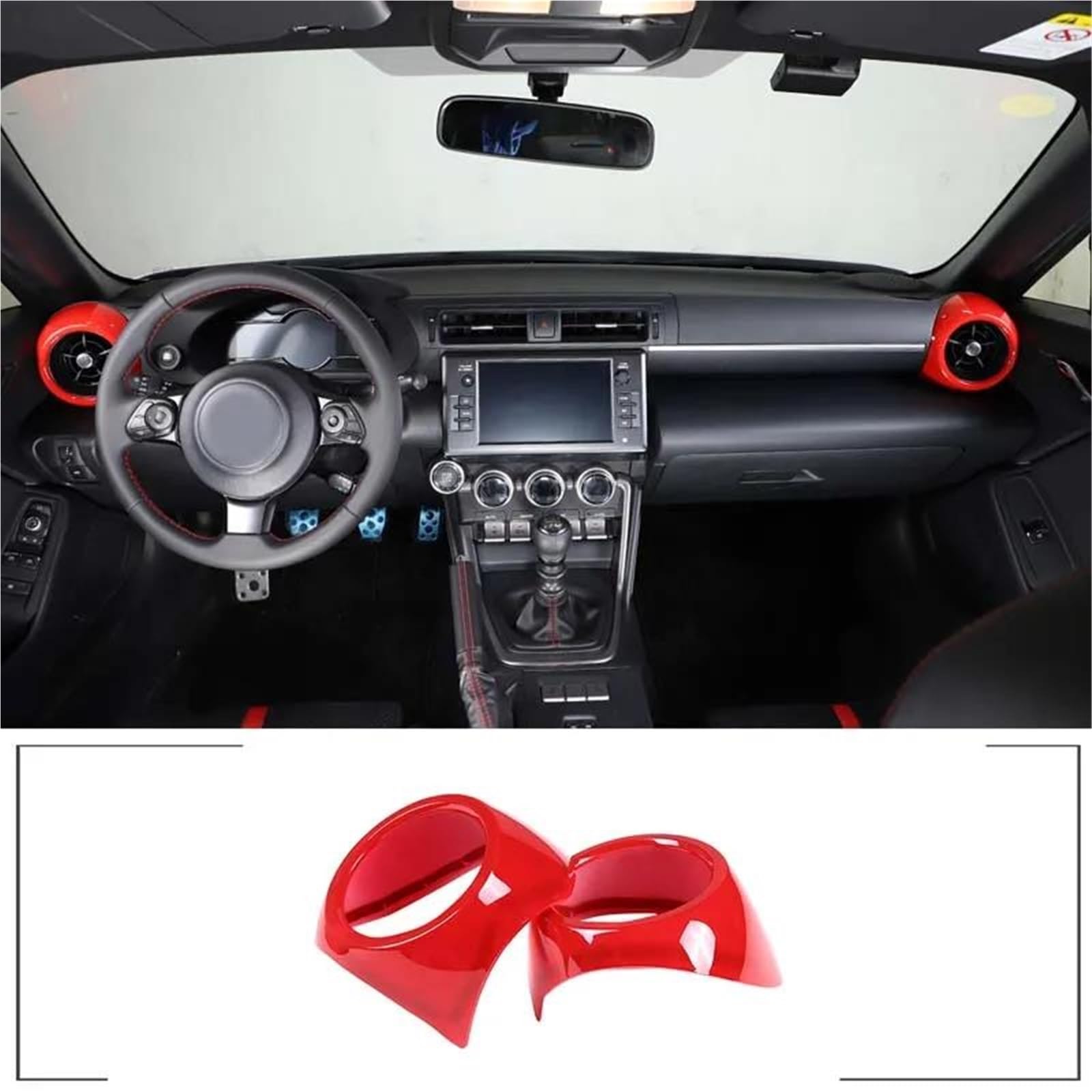 Interieur Dekor Auto-Armaturenbrett-Seitenlüftungs-Dekorationsring-Abdeckungs-Trimmaufkleber Für Toyota Für 86 Für Subaru Für BRZ Interieur TüRverkleidungen Dekor(Rot) von QFJFBGGH