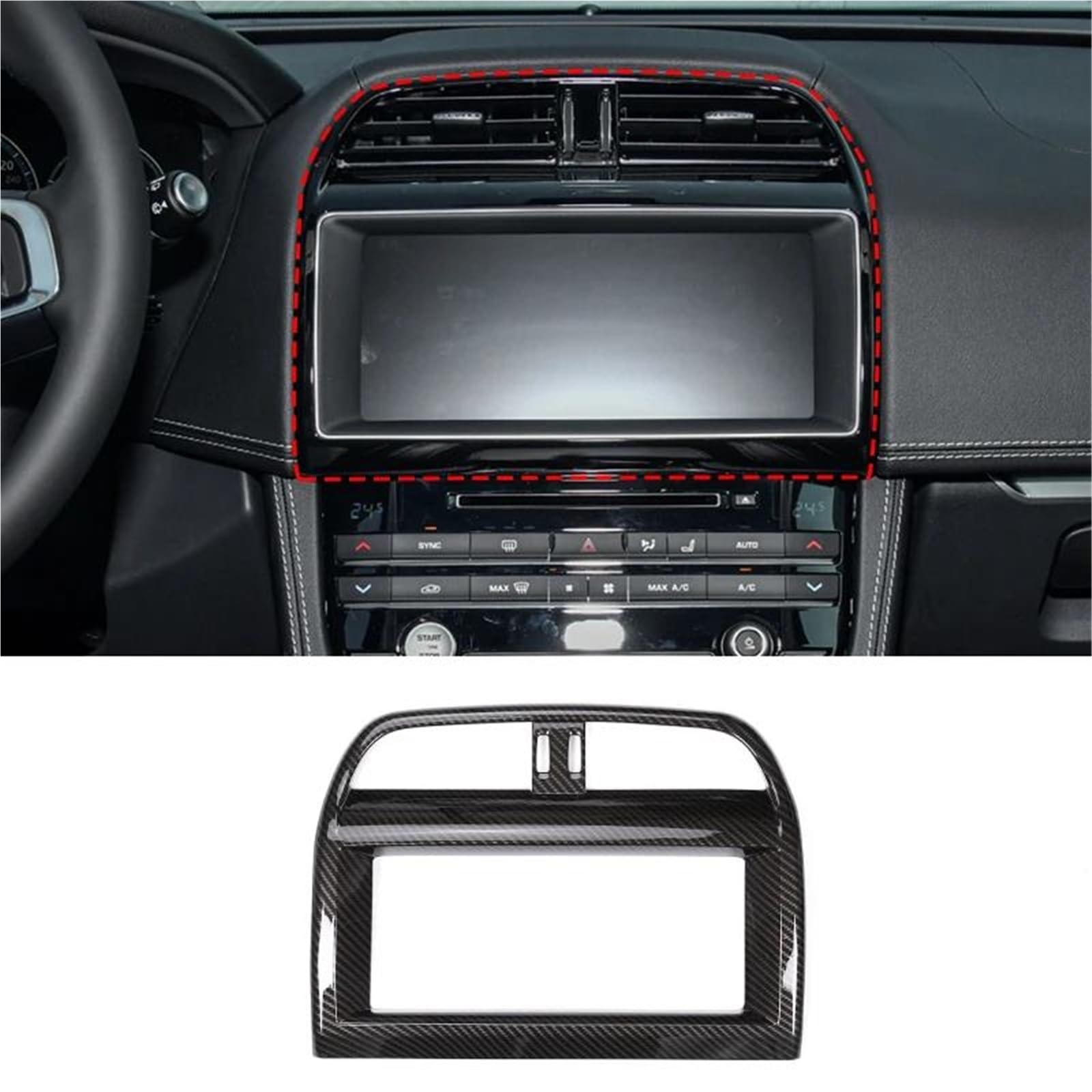 Interieur Dekor Auto Center Konsole Klimaanlage Outlet Navigation Bildschirm Rahmen Für Jaguar Für F-PACE XE XEL 2016-2020 Interieur TüRverkleidungen Dekor(Carbon Pattern) von QFJFBGGH