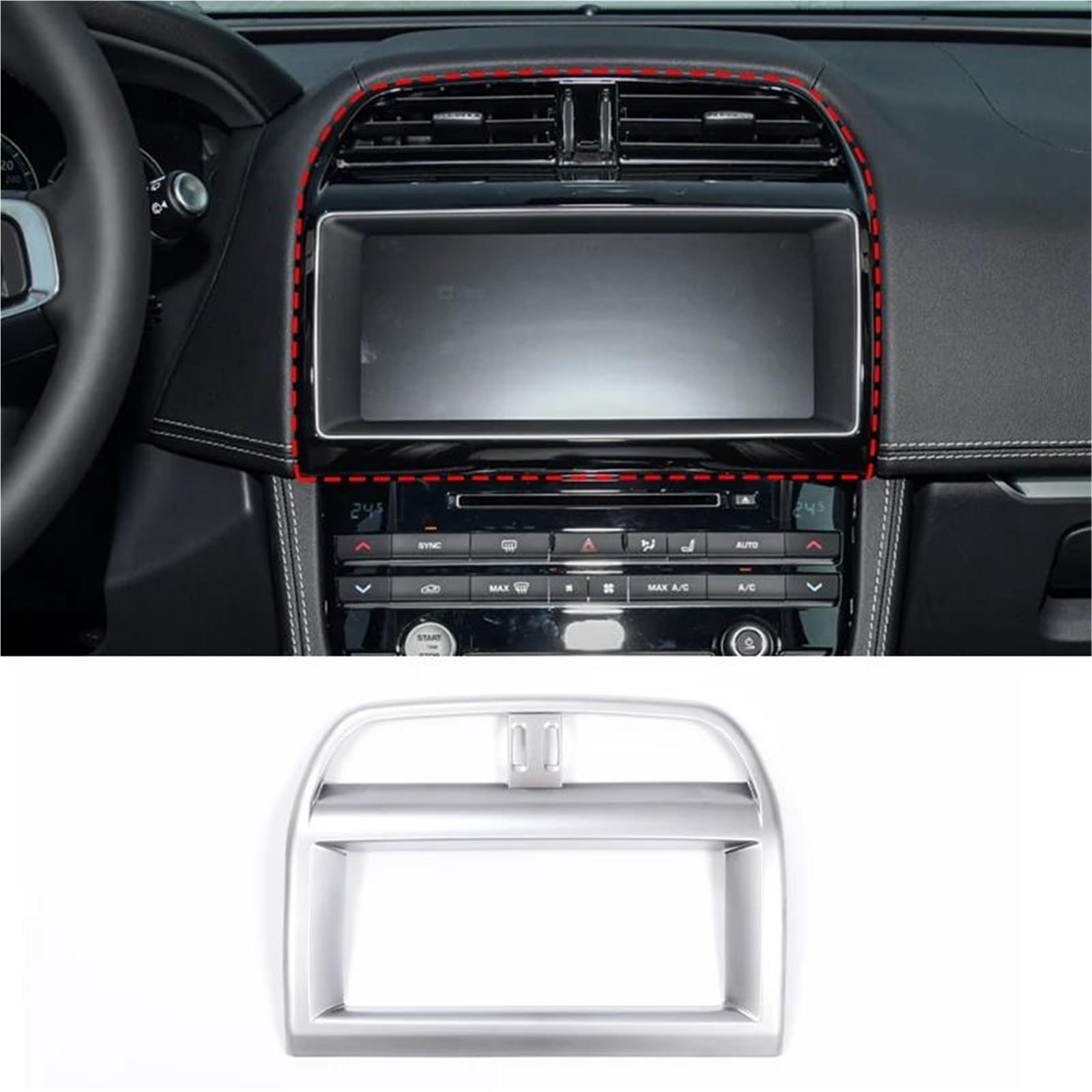 Interieur Dekor Auto Center Konsole Klimaanlage Outlet Navigation Bildschirm Rahmen Für Jaguar Für F-PACE XE XEL 2016-2020 Interieur TüRverkleidungen Dekor(Silber) von QFJFBGGH
