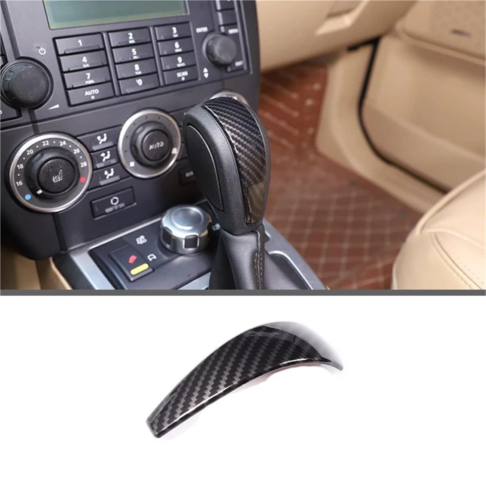 Interieur Dekor Auto-Getriebekopf-Schaltknauf-Griffabdeckung Verkleidungsaufkleber Für Land Für Rover Für Freelander 2 2007-2015 Interieur TüRverkleidungen Dekor(Carbon Texture) von QFJFBGGH