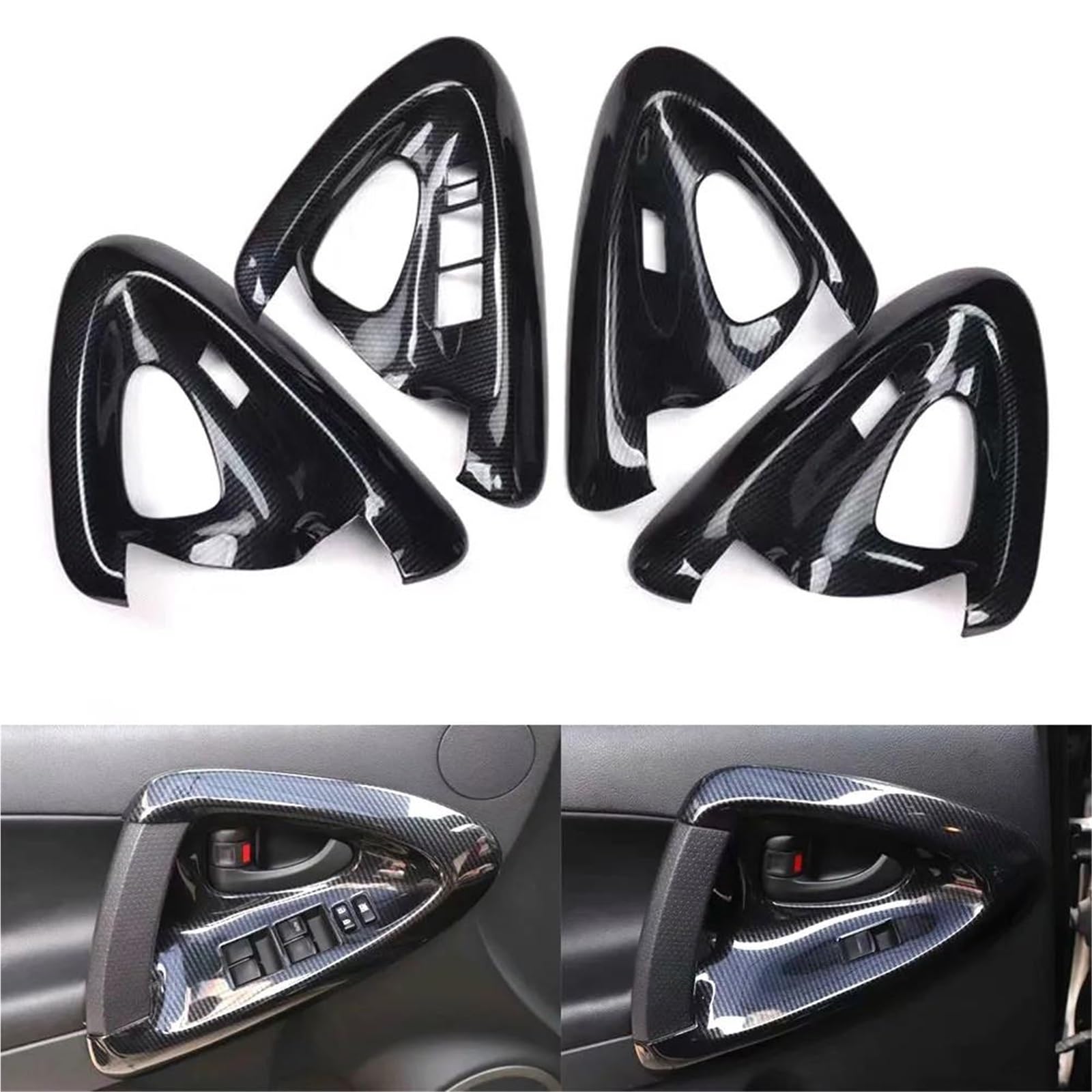 Interieur Dekor Auto Innen Tür Griff Fensterheber Schalter Panel Lünette Trim Styling Für Toyota Für RAV4 2009-2012 LHD Interieur TüRverkleidungen Dekor(Carbon Pattern) von QFJFBGGH