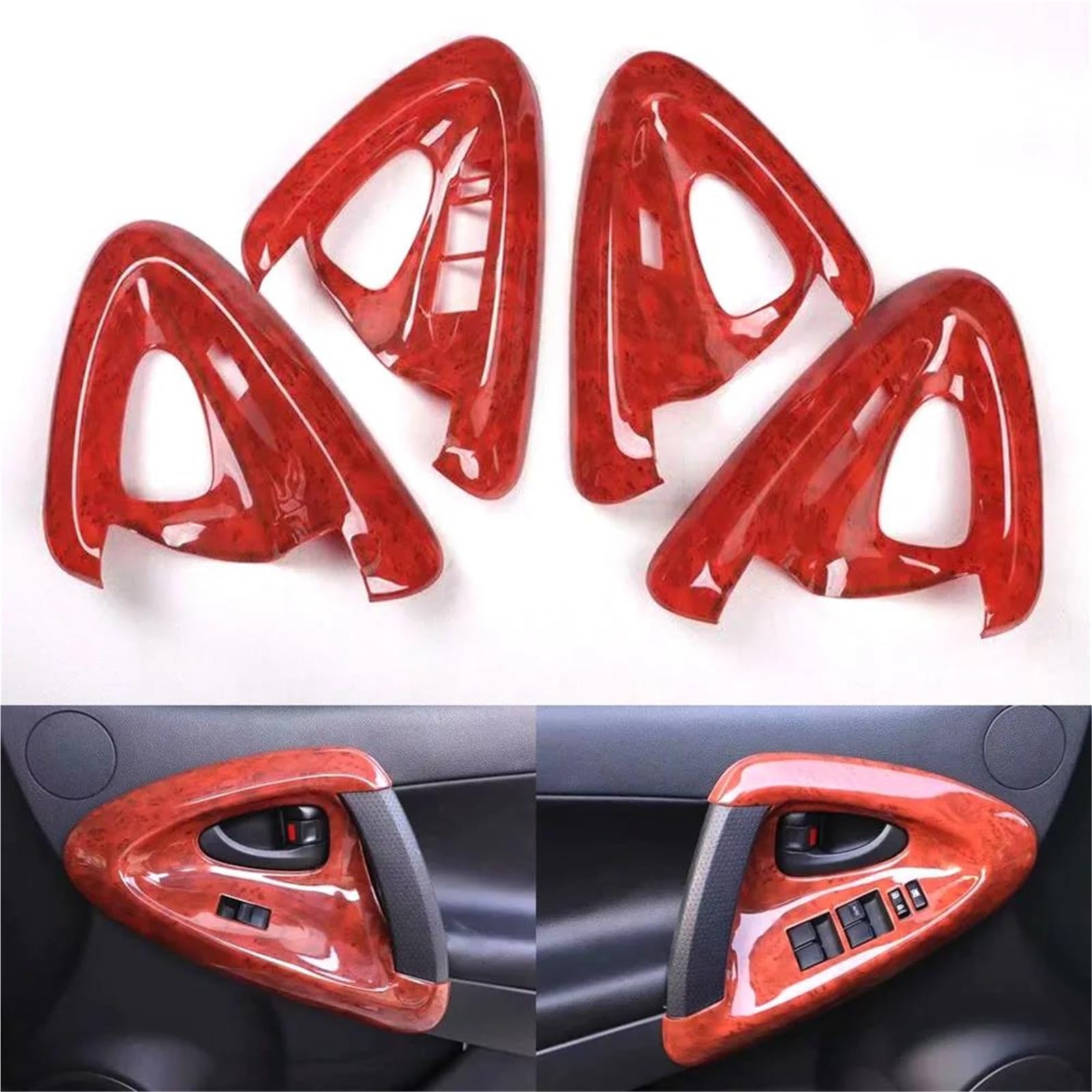 Interieur Dekor Auto Innen Tür Griff Fensterheber Schalter Panel Lünette Trim Styling Für Toyota Für RAV4 2009-2012 LHD Interieur TüRverkleidungen Dekor(Peach Color) von QFJFBGGH