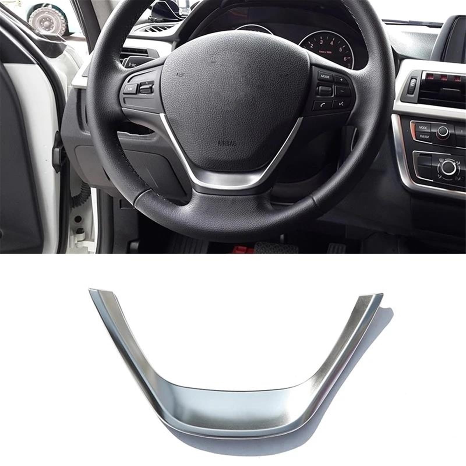 Interieur Dekor Auto-Innenraum-Lenkrad-Dekorrahmen-Panel-Abdeckung Für 3er Für F30 F32 F34 2013-2019 Interieur TüRverkleidungen Dekor(Style B-Silver) von QFJFBGGH
