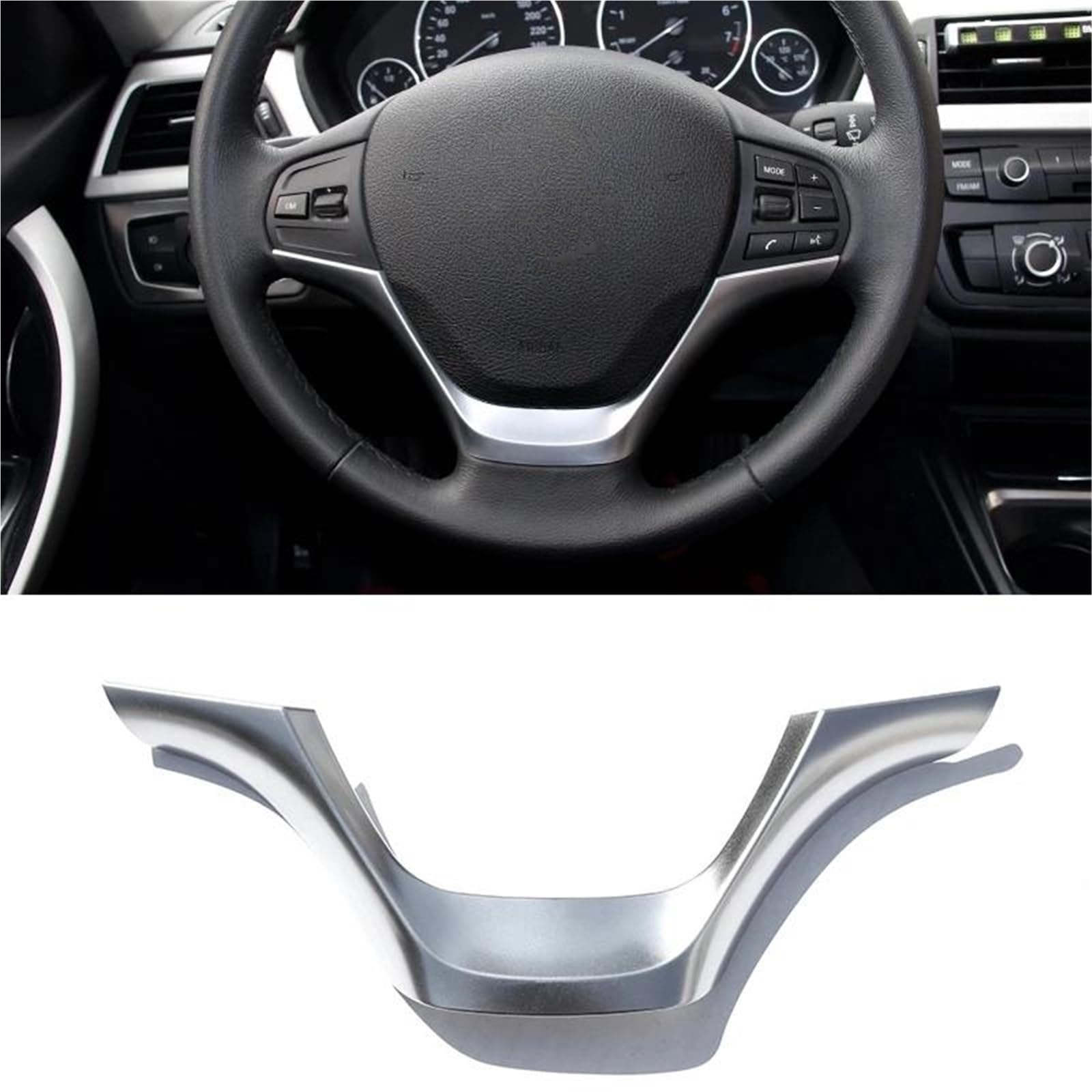 Interieur Dekor Auto-Innenraum-Lenkrad-Dekorrahmen-Panel-Abdeckung Für 3er Für F30 F32 F34 2013-2019 Interieur TüRverkleidungen Dekor(Style C-Silver) von QFJFBGGH
