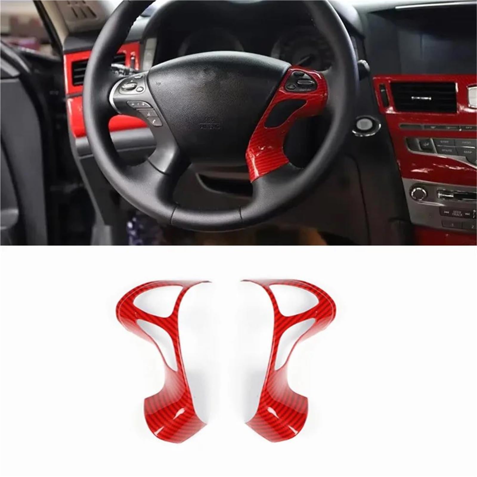Interieur Dekor Auto-Lenkrad-Dekoration ABS-Abdeckung Für Infiniti Für Q70 2013–2019 Innenausstattung Styling Interieur TüRverkleidungen Dekor(Carbon Red) von QFJFBGGH