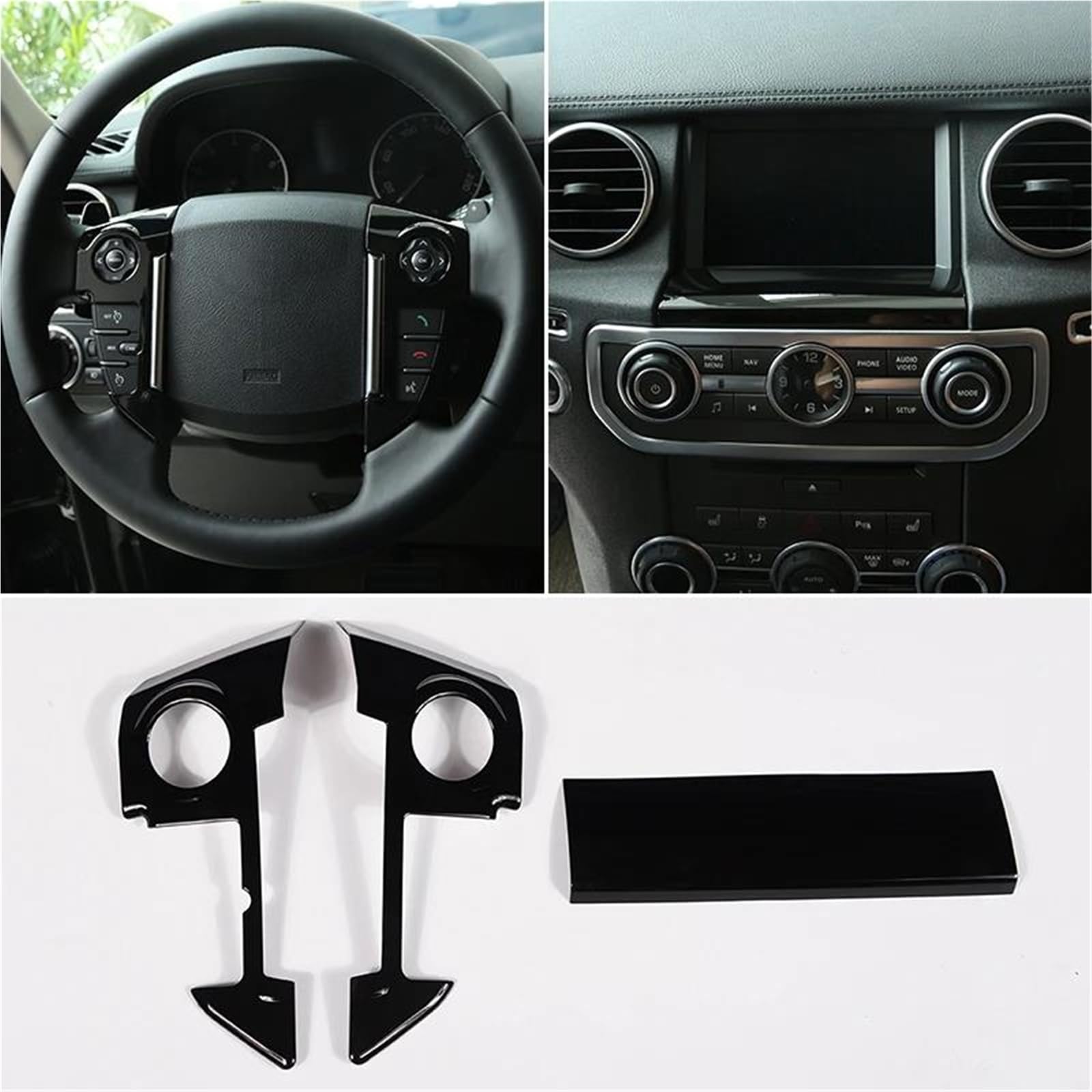 Interieur Dekor Auto Lenkrad Knopf Rahmen Abdeckung Trim ABS Zentrale Navigation Bildschirm Unter Panel Abdeckung Für Discovery 4 Interieur TüRverkleidungen Dekor(Schwarz) von QFJFBGGH