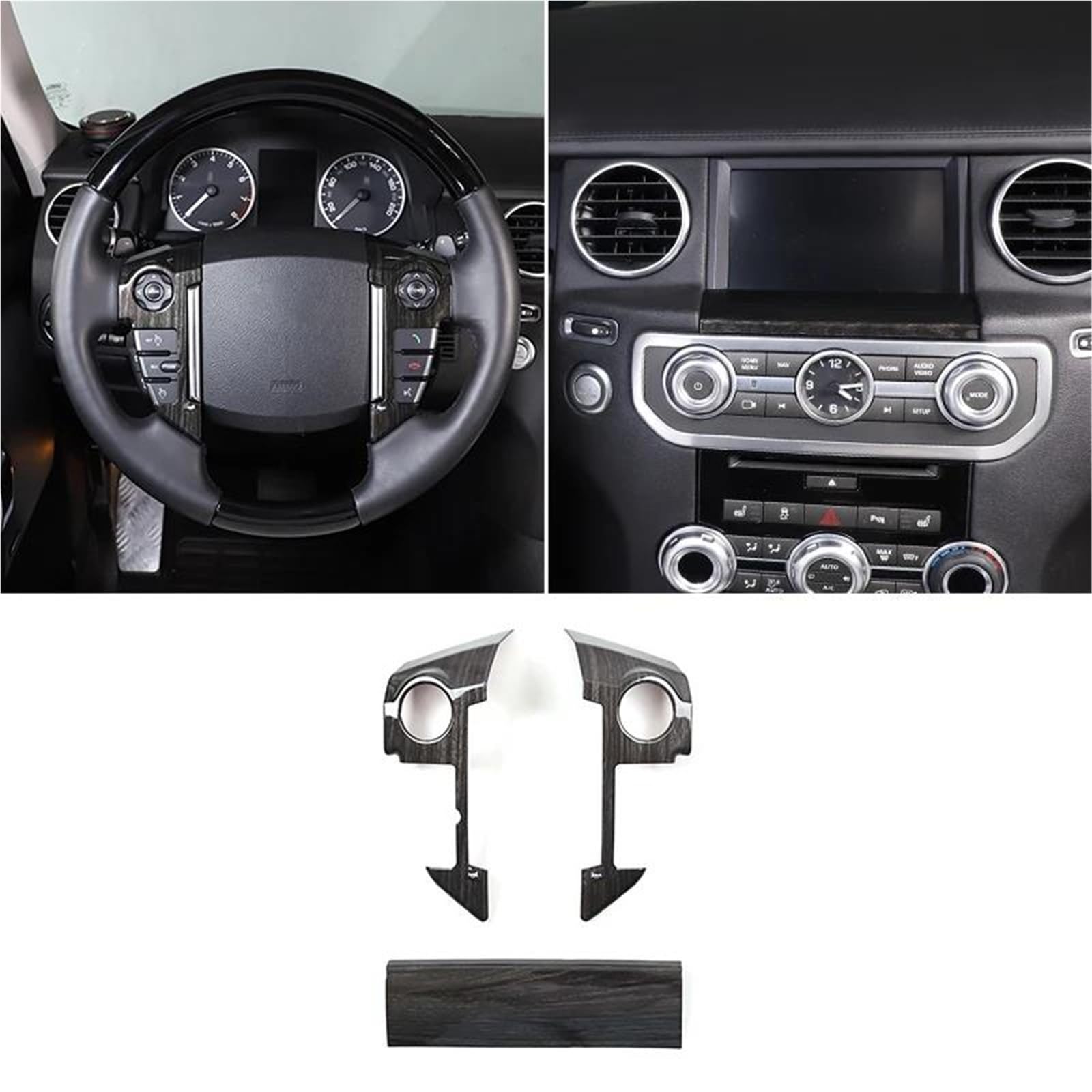 Interieur Dekor Auto Lenkrad Knopf Rahmen Abdeckung Trim ABS Zentrale Navigation Bildschirm Unter Panel Abdeckung Für Discovery 4 Interieur TüRverkleidungen Dekor(Wood grain) von QFJFBGGH