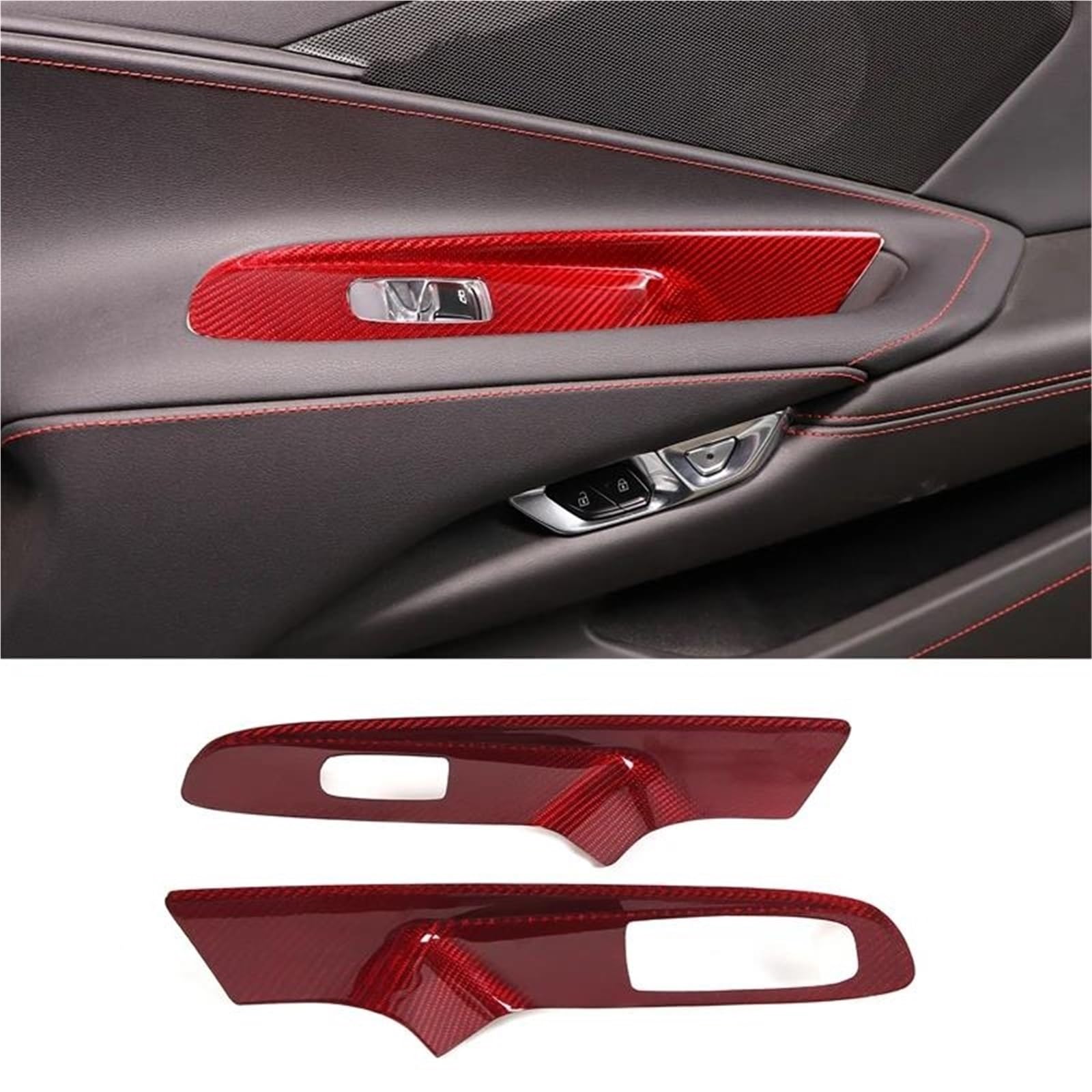 Interieur Dekor Autofensterglas-Lift-Schalterfeld-Rahmenabdeckungs-Trimmaufkleber Für Chevy Für Corvette Für C8 2020-2023 Interieur TüRverkleidungen Dekor(Style 2) von QFJFBGGH