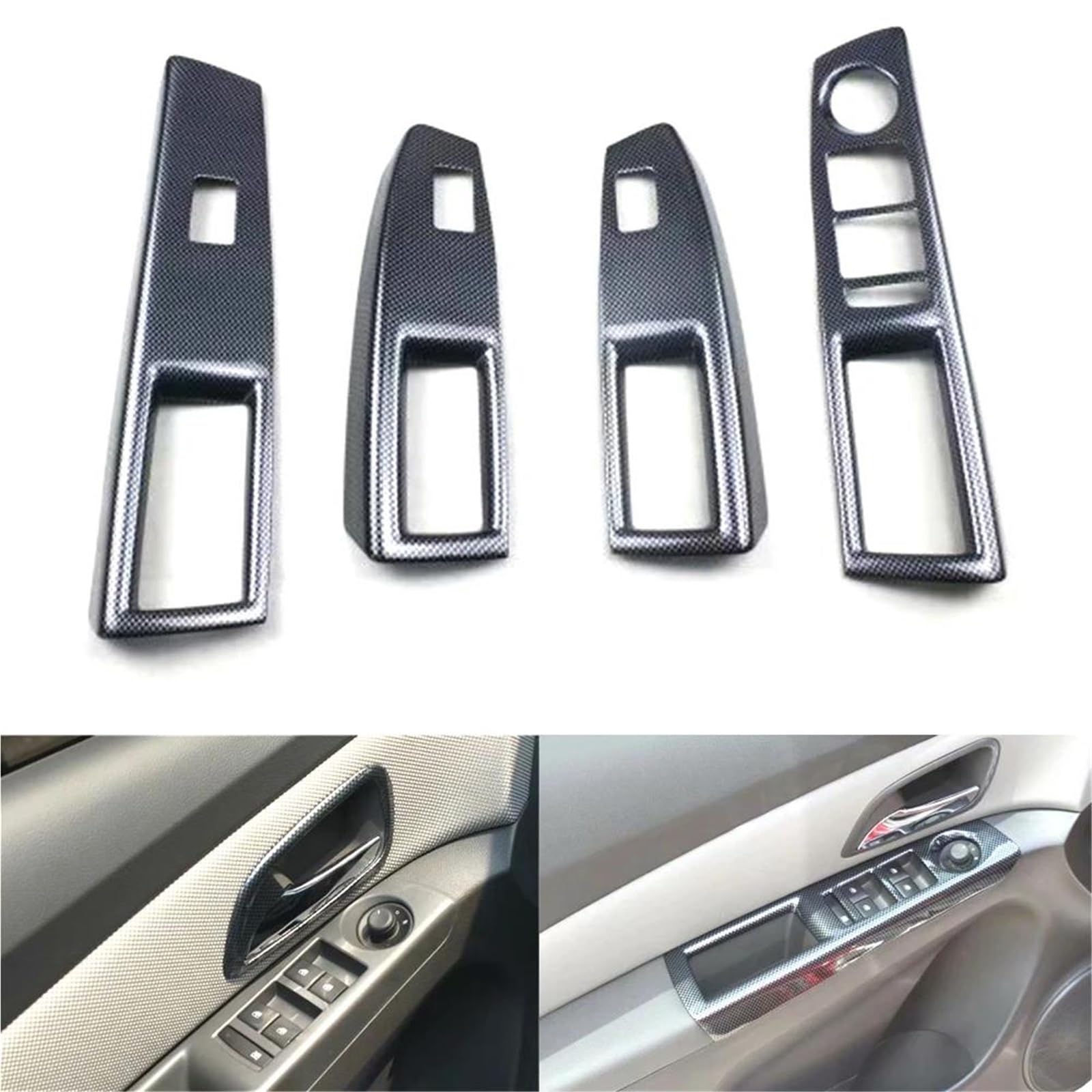 Interieur Dekor Autotür-Armlehne Fensterheber-Schalter Knopfabdeckung Zieraufkleber Für Chevy Für Cruze 2009-2013 LHD Auto-Styling Interieur TüRverkleidungen Dekor(Carbon Pattern) von QFJFBGGH