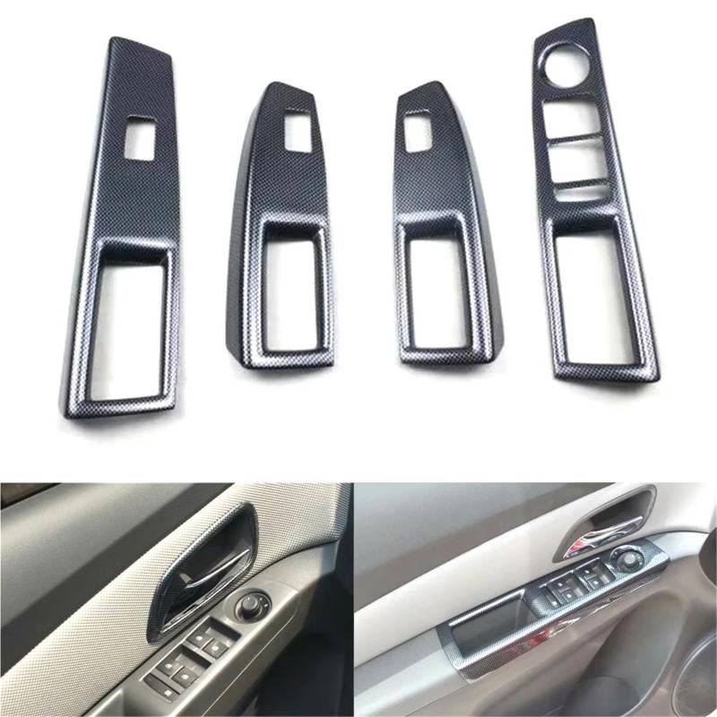 Interieur Dekor Autotür-Armlehne Fensterheber-Schalter Knopfabdeckung Zieraufkleber Für Chevy Für Cruze 2009-2013 LHD Auto-Styling Interieur TüRverkleidungen Dekor(Carbon Pattern) von QFJFBGGH