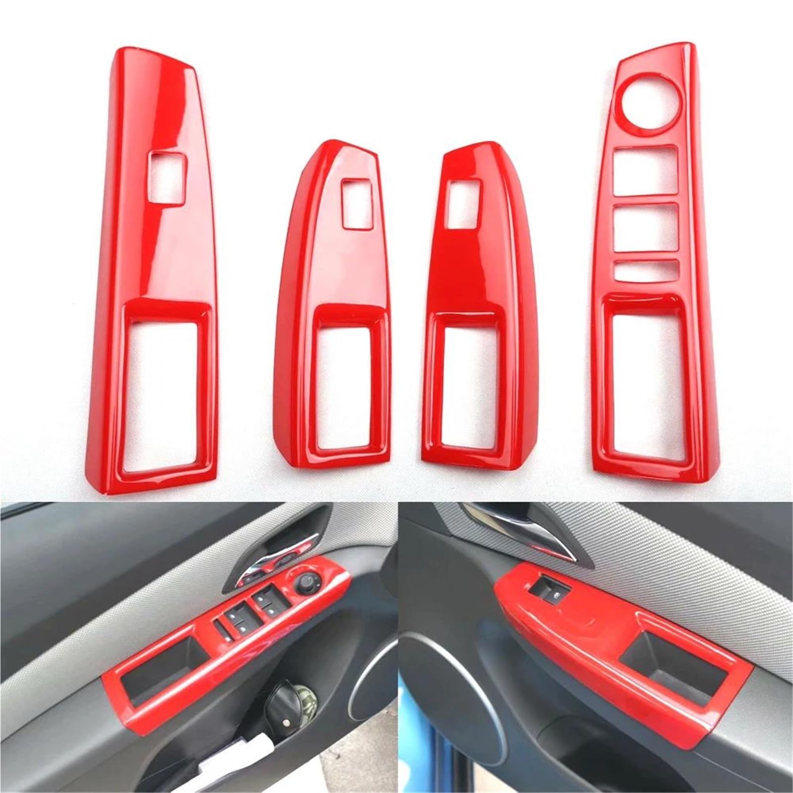 Interieur Dekor Autotür-Armlehne Fensterheber-Schalter Knopfabdeckung Zieraufkleber Für Chevy Für Cruze 2009-2013 LHD Auto-Styling Interieur TüRverkleidungen Dekor(Rot) von QFJFBGGH