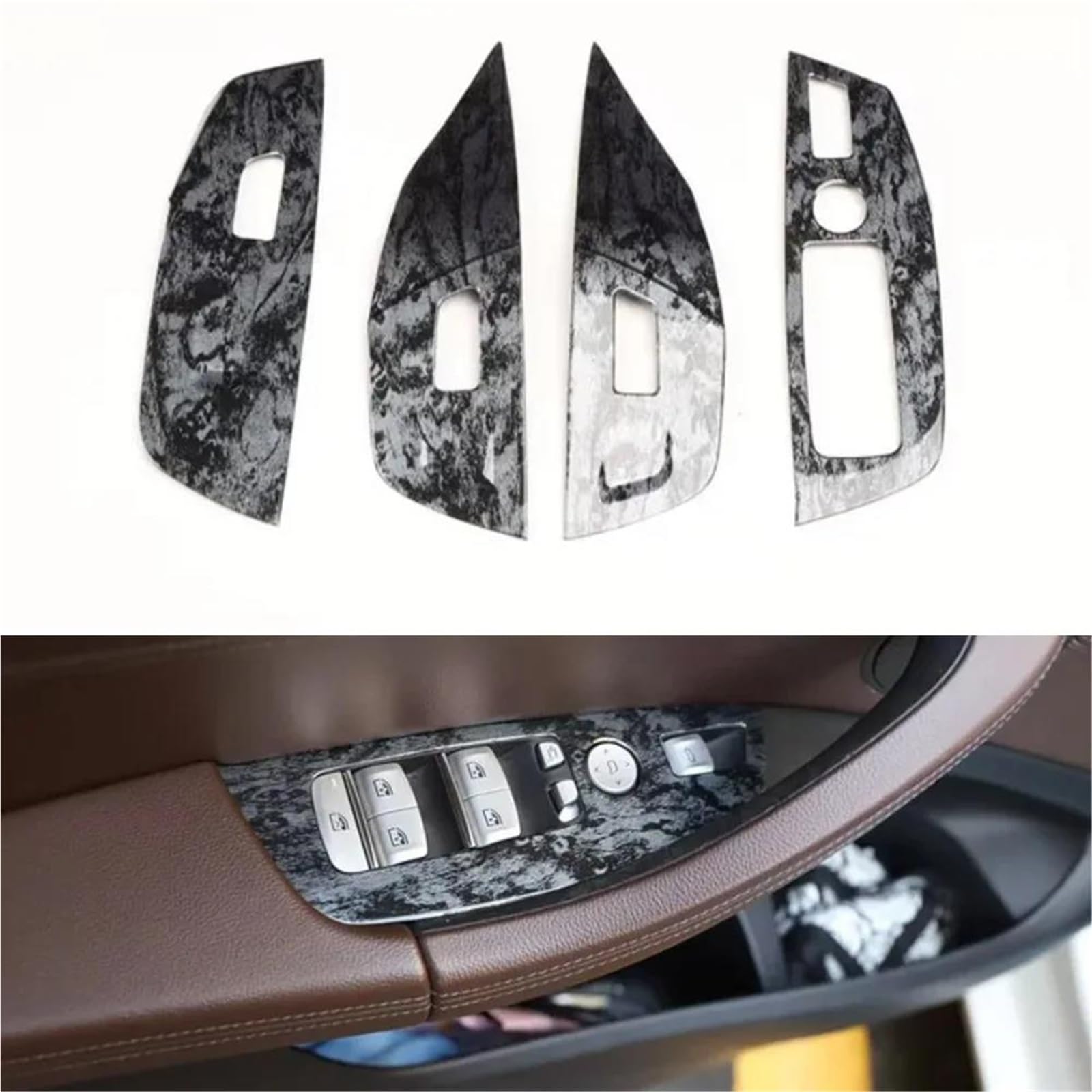 Interieur Dekor Autozubehör Für X3 X4 2018-2022 LHD Tür Armlehne Fensterheber Schalter Abdeckung Trim Styling Aufkleber Interieur TüRverkleidungen Dekor(Black Wood) von QFJFBGGH