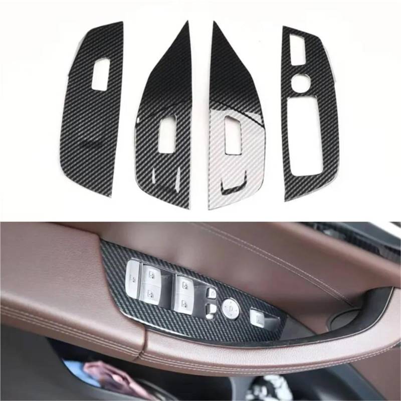 Interieur Dekor Autozubehör Für X3 X4 2018-2022 LHD Tür Armlehne Fensterheber Schalter Abdeckung Trim Styling Aufkleber Interieur TüRverkleidungen Dekor(Carbon Pattern) von QFJFBGGH