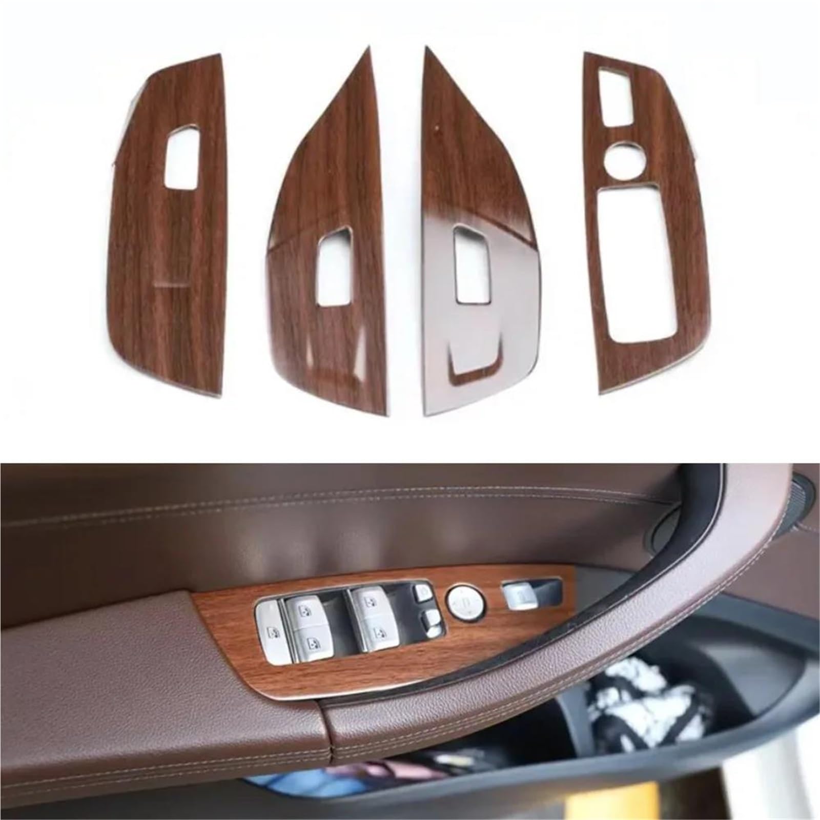 Interieur Dekor Autozubehör Für X3 X4 2018-2022 LHD Tür Armlehne Fensterheber Schalter Abdeckung Trim Styling Aufkleber Interieur TüRverkleidungen Dekor(Holz) von QFJFBGGH