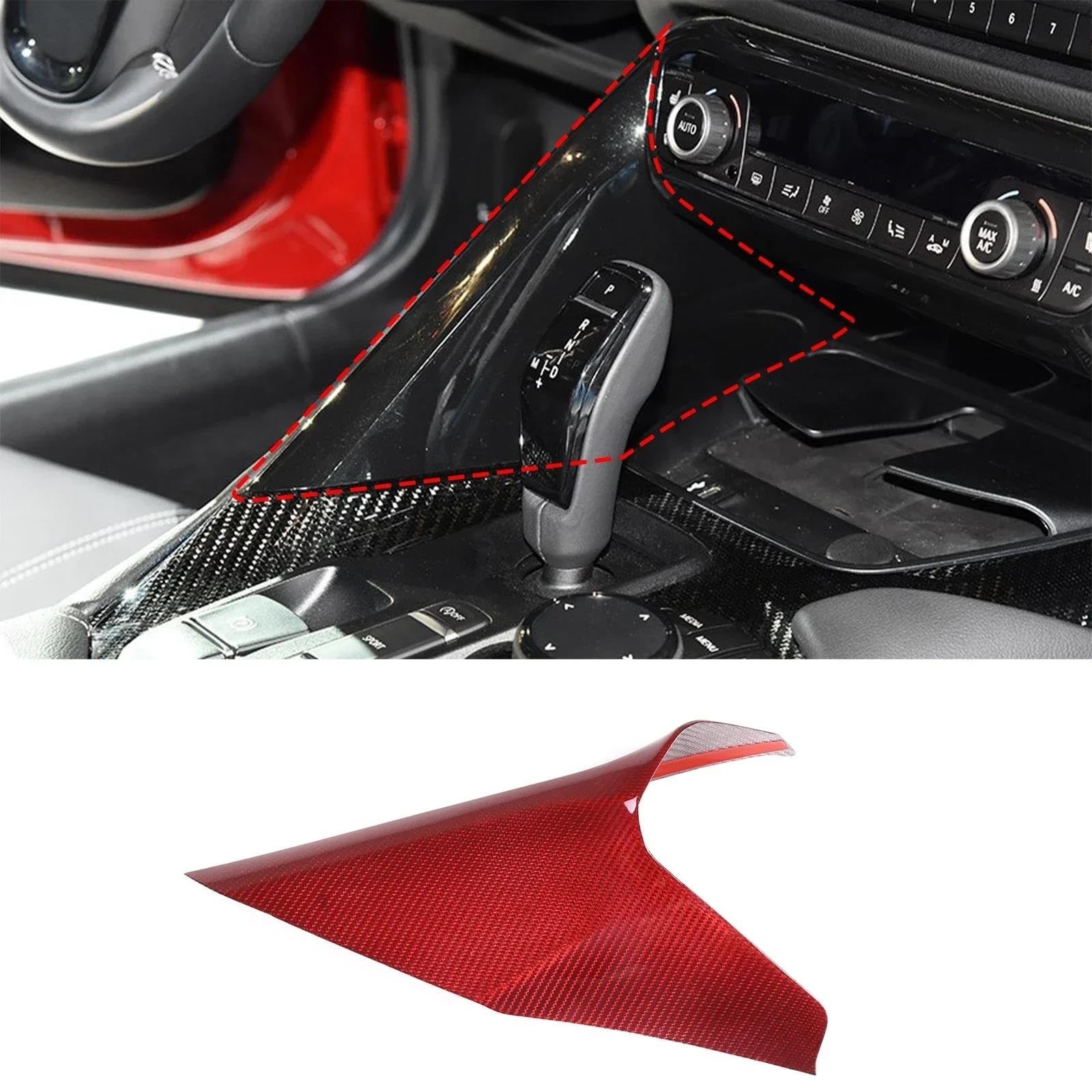 Interieur Dekor Carbon Fiber Auto Mittelkonsole Getriebe Shift Seite Panel Trim Abdeckung Für Toyota Für GR Supra A90 2019-2022 Interieur TüRverkleidungen Dekor(Carbon red) von QFJFBGGH