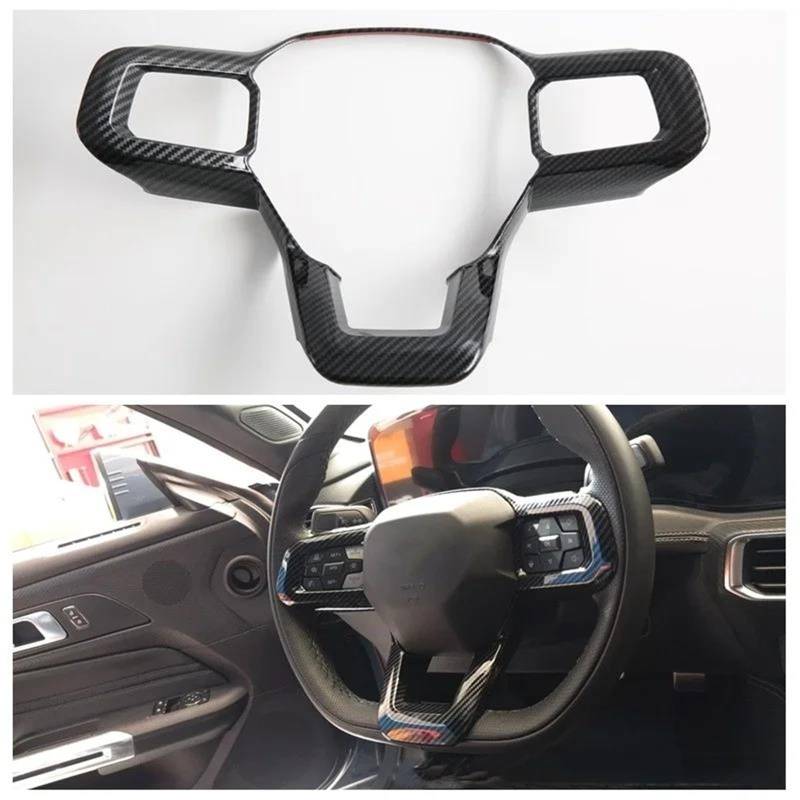 Interieur Dekor Carbon Fiber Muster ABS Auto Lenkrad Panel Rahmen Abdeckung Trim Aufkleber Für Ford Für Mustang 2024 + Interieur TüRverkleidungen Dekor von QFJFBGGH