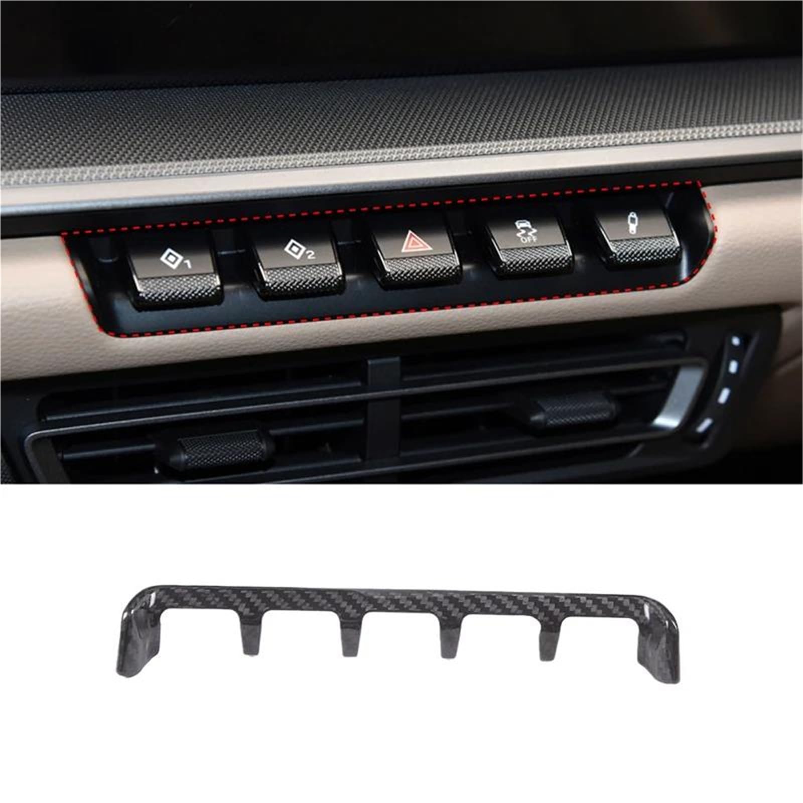 Interieur Dekor Carbon Fiber Muster Auto Warnblinkanlage Rahmen Warnleuchte Schalter Abdeckung Trim Für 911 2019 Innen Interieur TüRverkleidungen Dekor(Glänzend schwarz) von QFJFBGGH