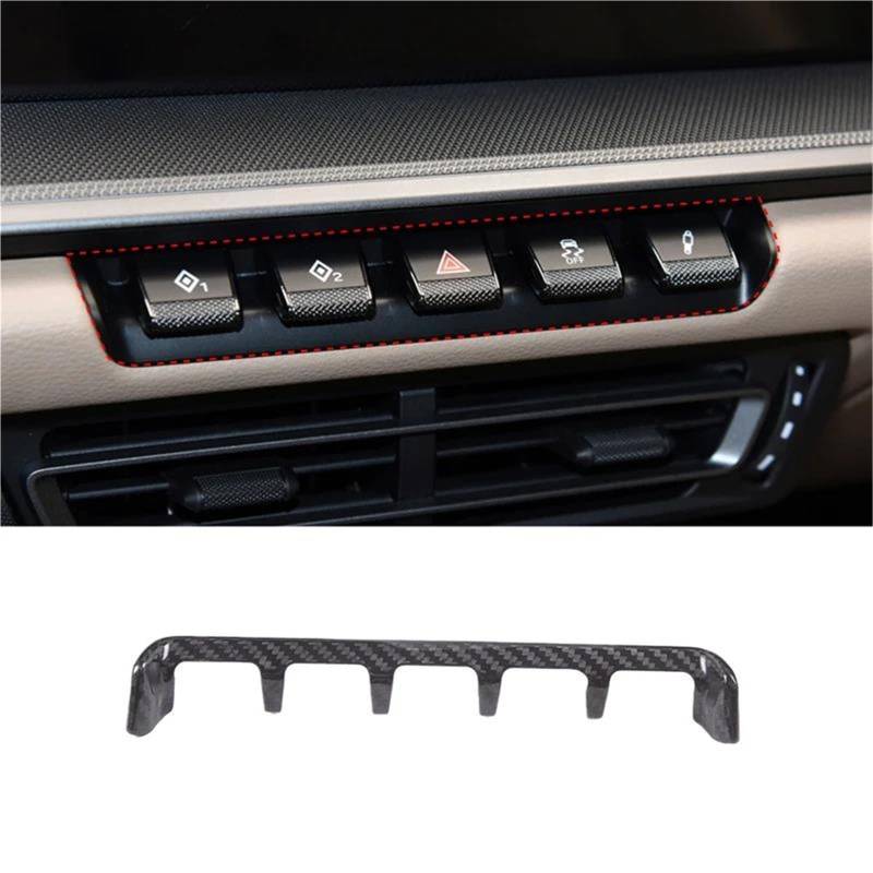 Interieur Dekor Carbon Fiber Muster Auto Warnblinkanlage Rahmen Warnleuchte Schalter Abdeckung Trim Für 911 2019 Innen Interieur TüRverkleidungen Dekor(Glänzend schwarz) von QFJFBGGH
