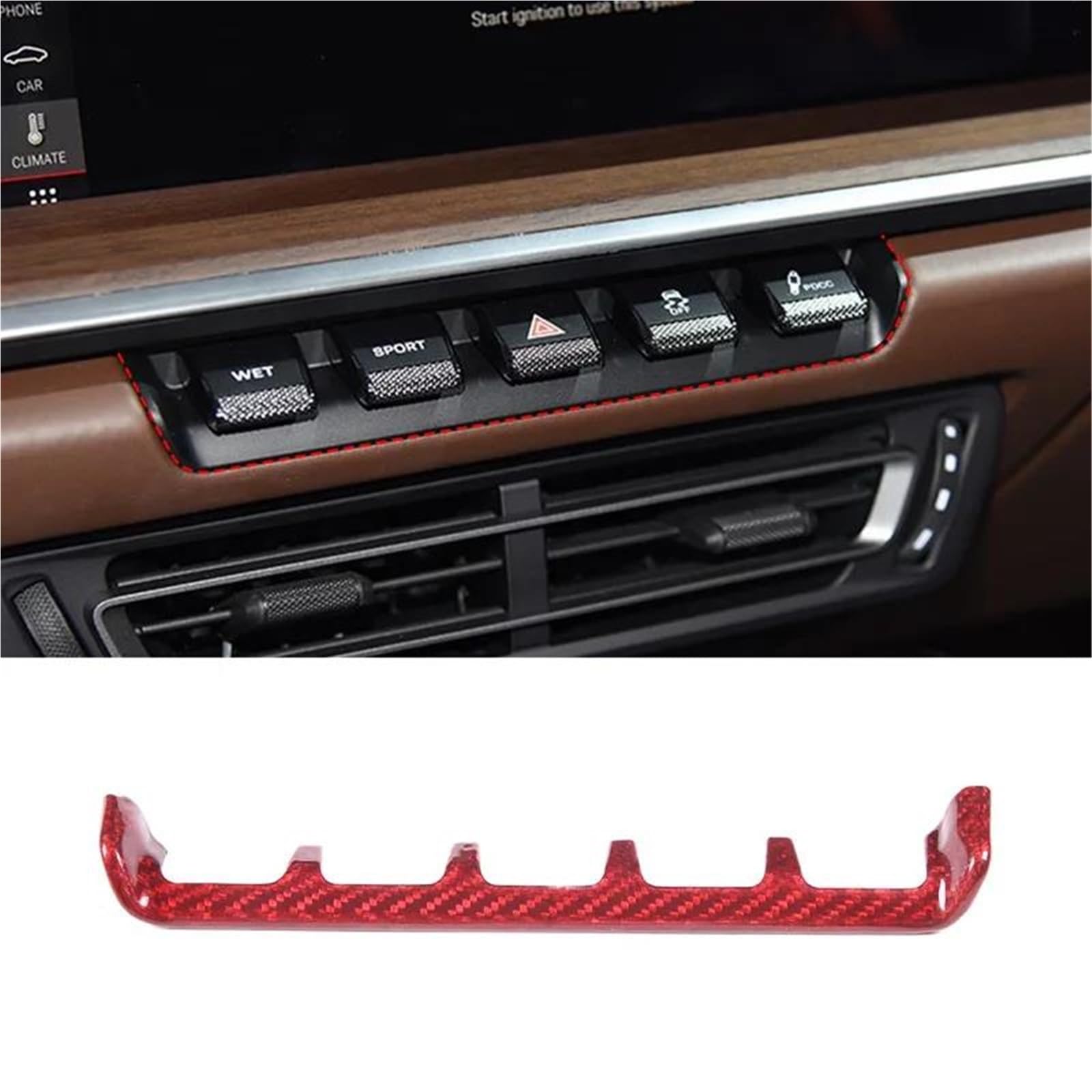 Interieur Dekor Carbon Fiber Muster Auto Warnblinkanlage Rahmen Warnleuchte Schalter Abdeckung Trim Für 911 2019 Innen Interieur TüRverkleidungen Dekor(Rot) von QFJFBGGH