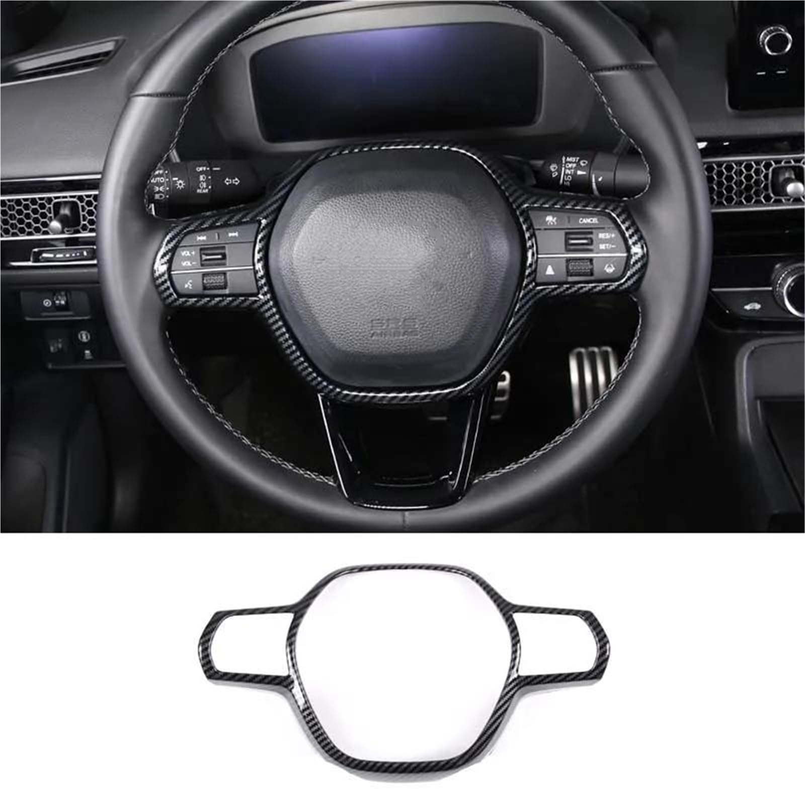 Interieur Dekor Carbon Fiber Style Auto Lenkrad Dekoration Abdeckung Trim Rahmen Aufkleber Für Civic 11th 2022 Innen Interieur TüRverkleidungen Dekor(Style C) von QFJFBGGH