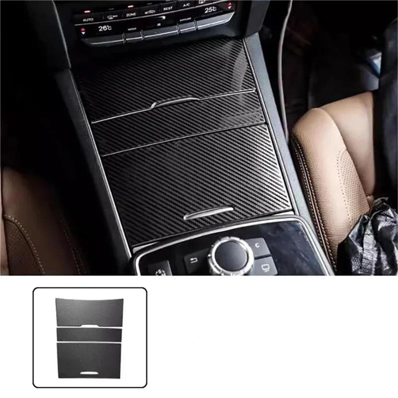 Interieur Dekor Center Console Storage Box Panel Dekoration Abdeckung Trim Für Benz E Für Klasse Coupe Für W207 2014-2016 Interieur TüRverkleidungen Dekor(Carbon Color) von QFJFBGGH