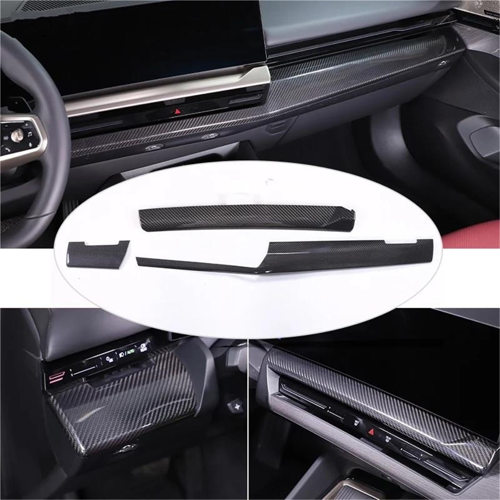 Interieur Dekor Für 5 Series Für G60 2024 + LHD Carbon Fiber Center Console Dashboard Panel Dekoration Abdeckung Trim Interieur TüRverkleidungen Dekor(3 PCS) von QFJFBGGH