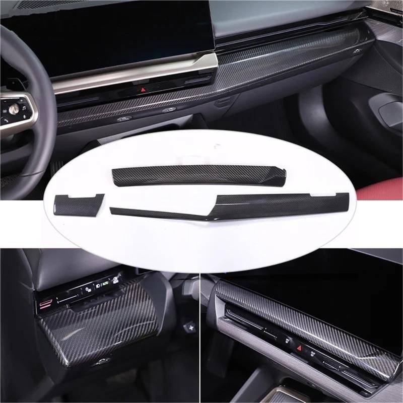 Interieur Dekor Für 5 Series Für G60 2024 + LHD Carbon Fiber Center Console Dashboard Panel Dekoration Abdeckung Trim Interieur TüRverkleidungen Dekor(3 PCS) von QFJFBGGH