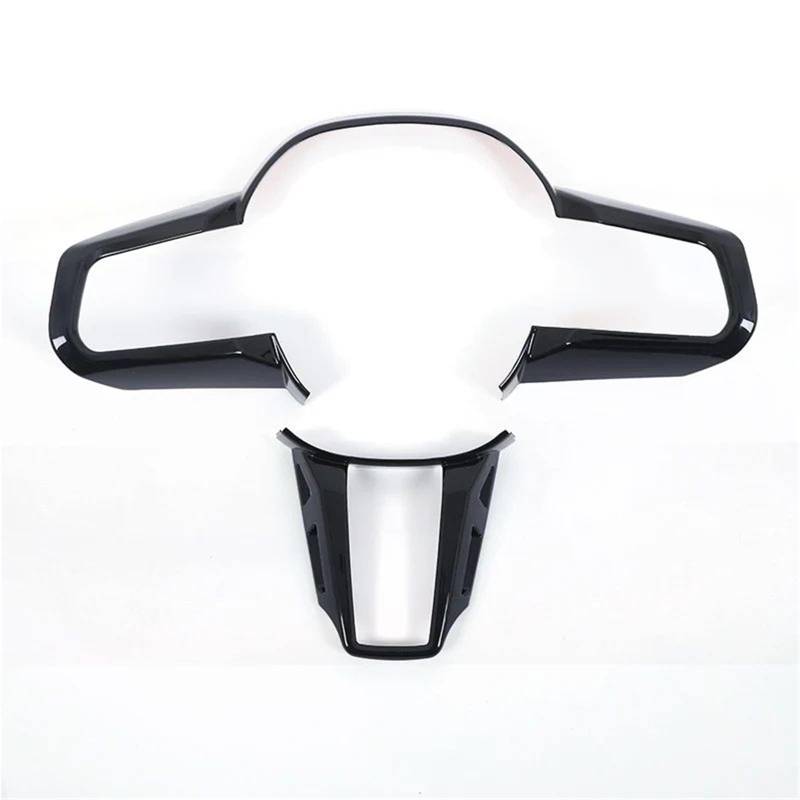 Interieur Dekor Für 5 Series Für G60 2024 2025 ABS Carbon Fiber Texture Auto Lenkrad Rahmen Abdeckung Trim Aufkleber Interieur TüRverkleidungen Dekor(Glänzend schwarz) von QFJFBGGH