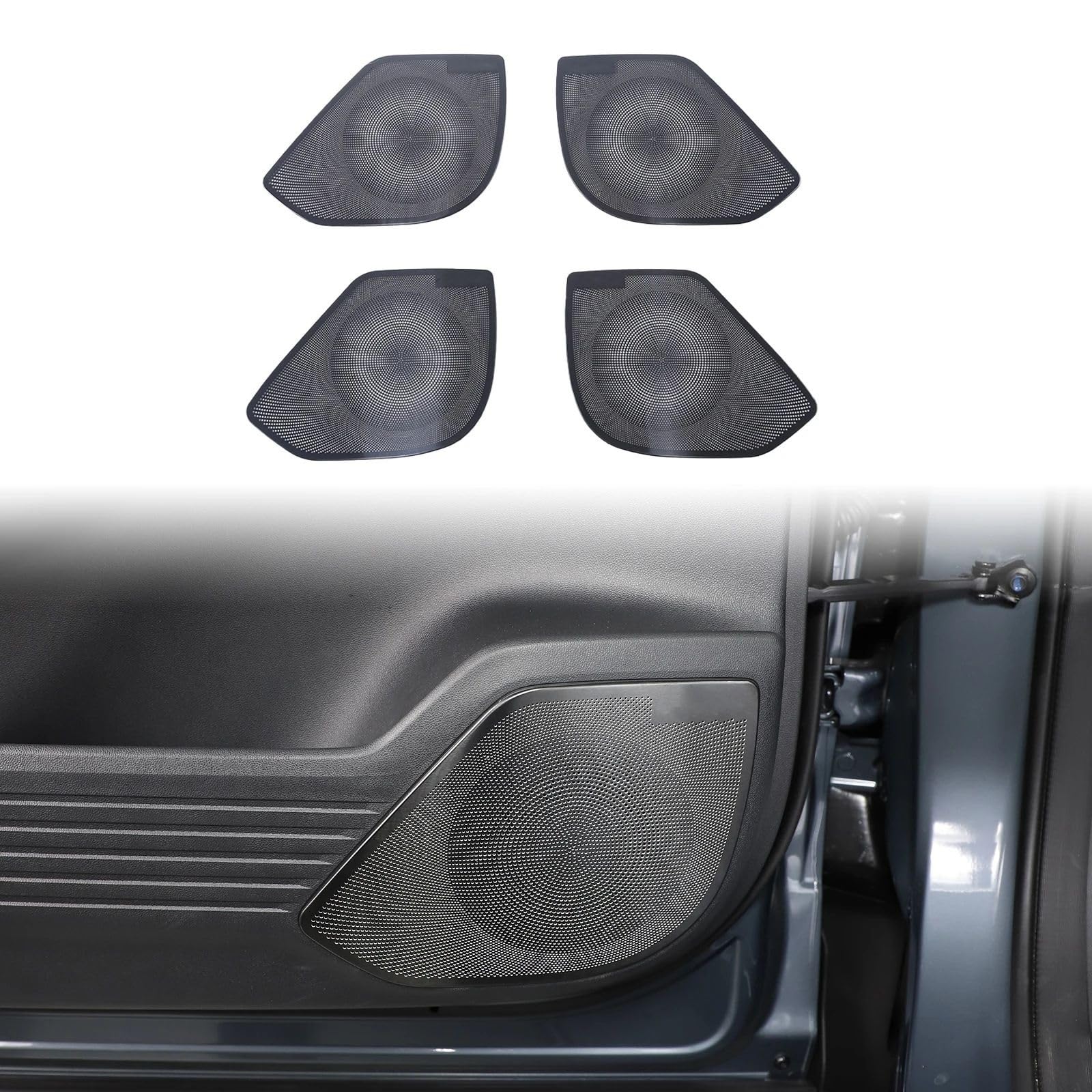 Interieur Dekor Für Changan Für Deepal G318 2024-2025 Edelstahl Auto Tür Lautsprecher Stereo Schmücken Abdeckung Auto Interieur TüRverkleidungen Dekor(Stil 1 Schwarz) von QFJFBGGH