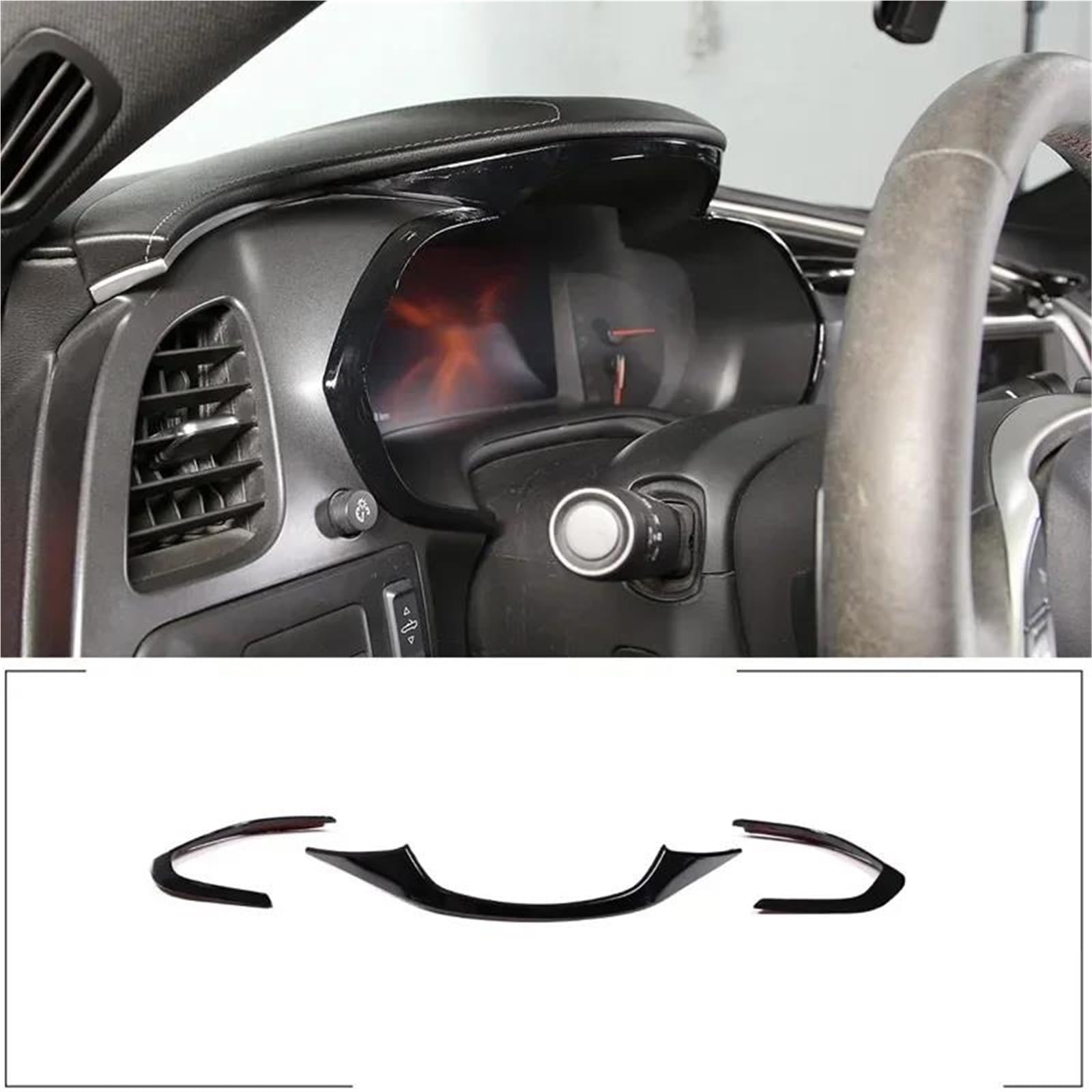Interieur Dekor Für Chevy Für Corvette C7 2014-2019 ABS Auto Styling Auto Dashboard Trim Streifen Aufkleber Auto Schutz Interieur TüRverkleidungen Dekor(Schwarz) von QFJFBGGH