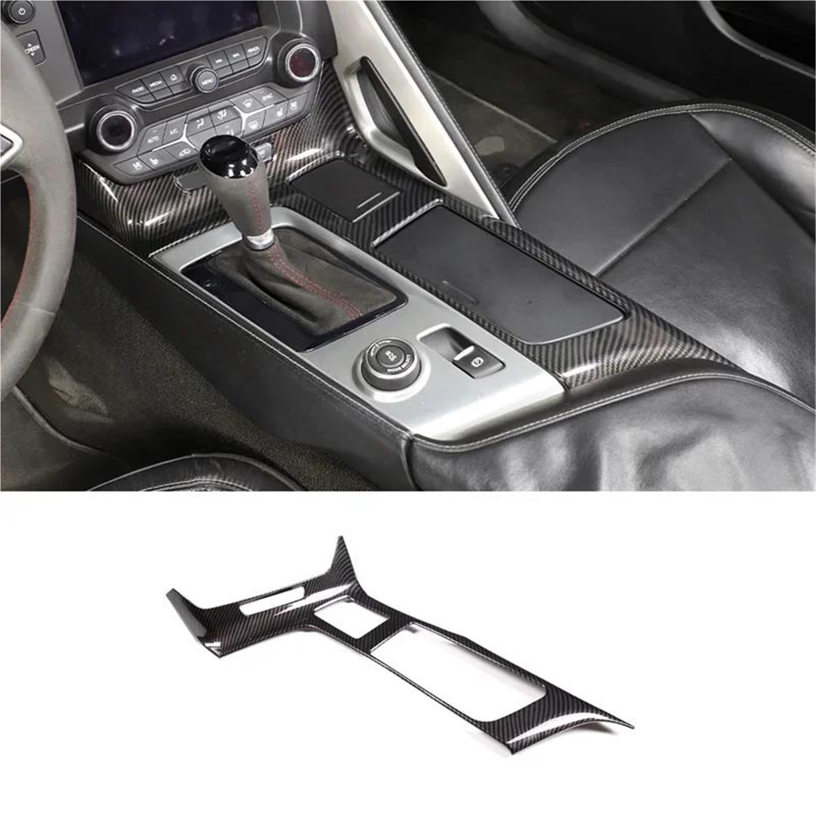 Interieur Dekor Für Chevy Für Corvette C7 Z06 2014-2019 ABS Auto Zentrale Steuerung Getränkehalter Panel Rahmen Aufkleber Interieur TüRverkleidungen Dekor(Carbon pattern) von QFJFBGGH