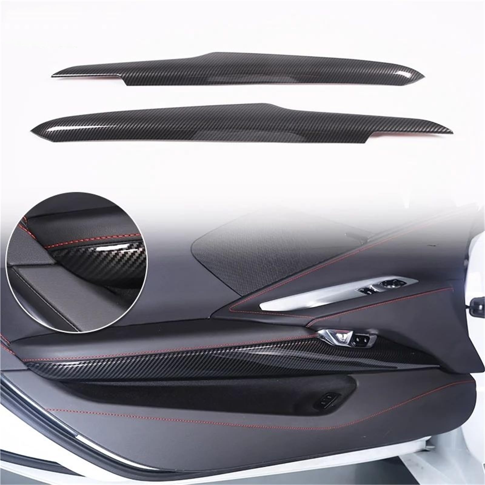 Interieur Dekor Für Chevy Für Corvette C8 2020-2024 Auto ABS Autokonsole Gangschaltung Panel Abdeckung Tür Armlehne Zieraufkleber Interieur TüRverkleidungen Dekor(Carbon Texture 21) von QFJFBGGH