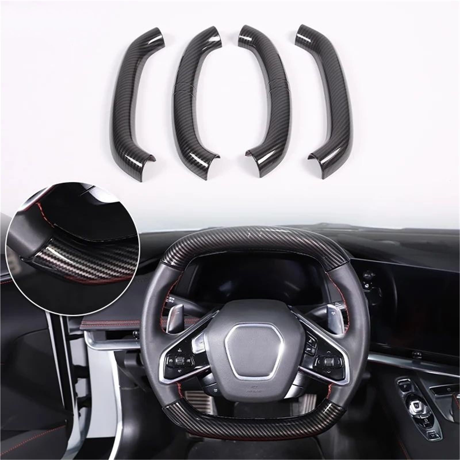 Interieur Dekor Für Chevy Für Corvette C8 2020-2024 Auto ABS Autokonsole Gangschaltung Panel Abdeckung Tür Armlehne Zieraufkleber Interieur TüRverkleidungen Dekor(Carbon Texture 3) von QFJFBGGH