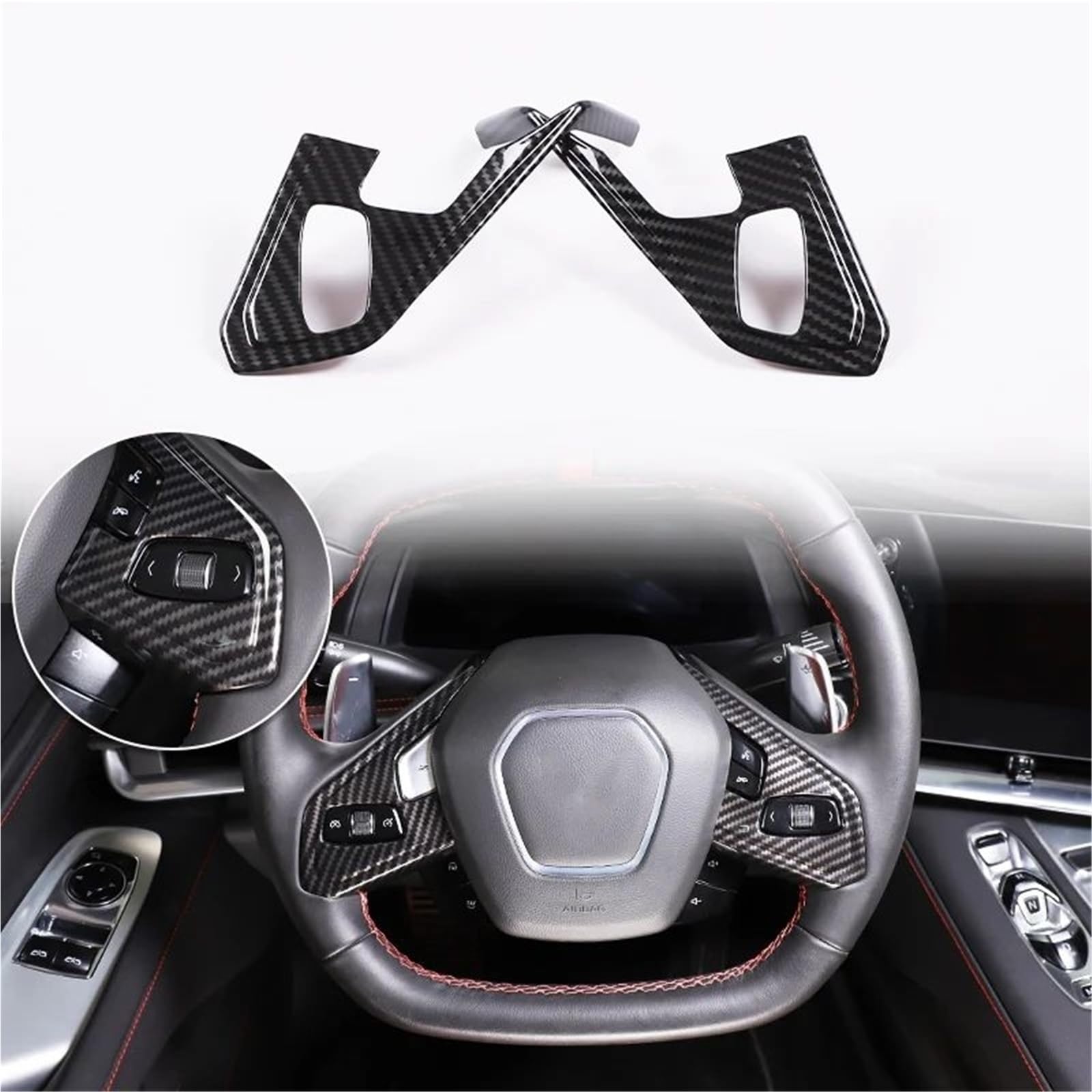Interieur Dekor Für Chevy Für Corvette C8 2020-2024 Auto ABS Autokonsole Gangschaltung Panel Abdeckung Tür Armlehne Zieraufkleber Interieur TüRverkleidungen Dekor(Carbon Texture 32) von QFJFBGGH