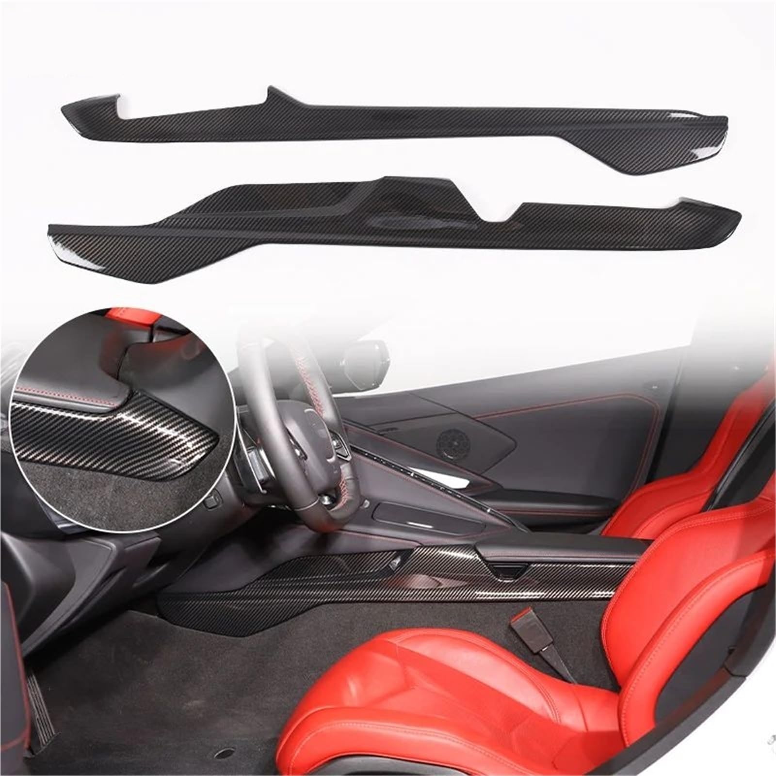 Interieur Dekor Für Chevy Für Corvette C8 2020-2024 Auto ABS Autokonsole Gangschaltung Panel Abdeckung Tür Armlehne Zieraufkleber Interieur TüRverkleidungen Dekor(Carbon Texture 36) von QFJFBGGH