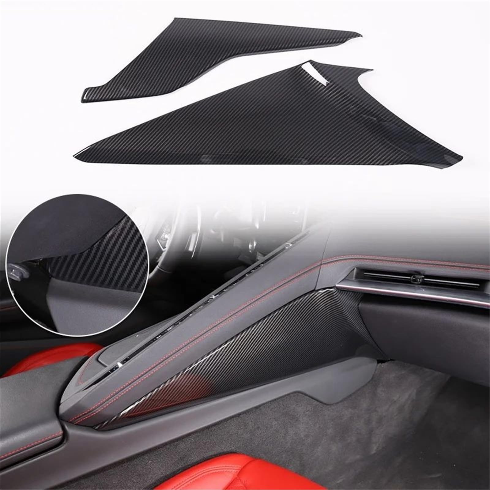 Interieur Dekor Für Chevy Für Corvette C8 2020-2024 Auto ABS Autokonsole Gangschaltung Panel Abdeckung Tür Armlehne Zieraufkleber Interieur TüRverkleidungen Dekor(Carbon Texture 44) von QFJFBGGH