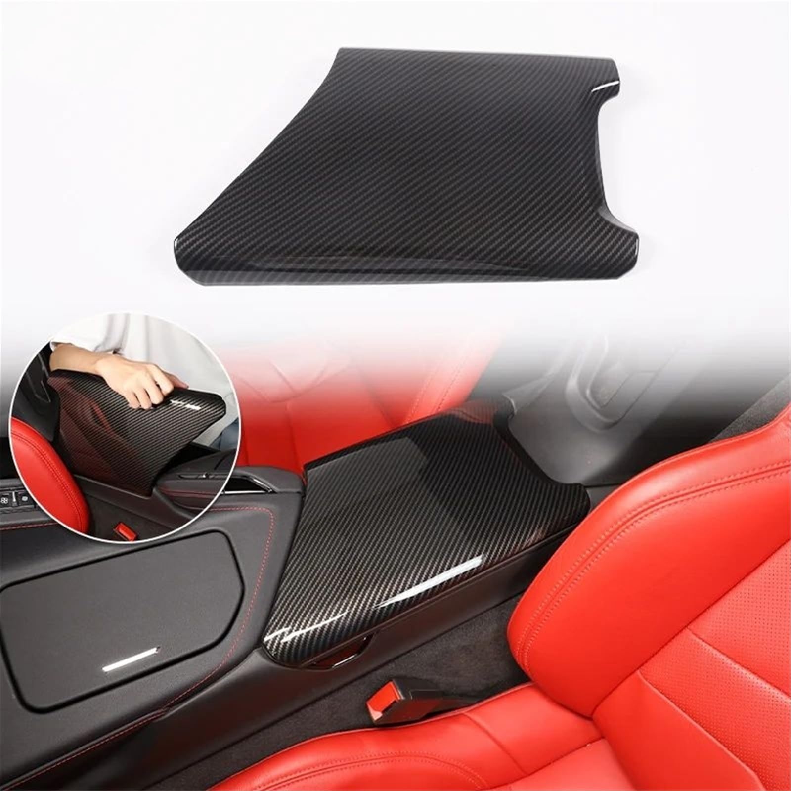 Interieur Dekor Für Chevy Für Corvette C8 2020-2024 Auto ABS Autokonsole Gangschaltung Panel Abdeckung Tür Armlehne Zieraufkleber Interieur TüRverkleidungen Dekor(Carbon Texture 45) von QFJFBGGH