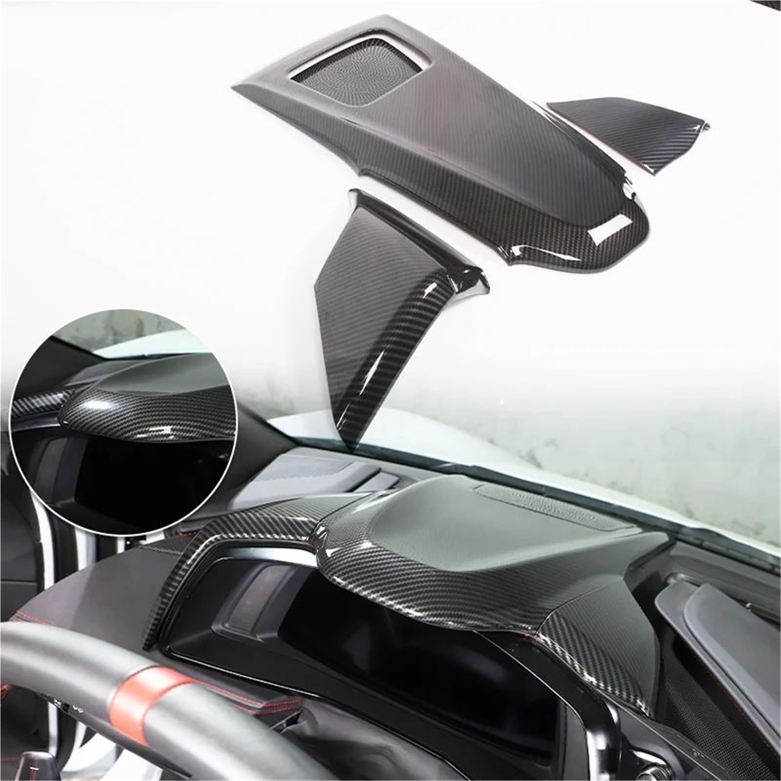 Interieur Dekor Für Chevy Für Corvette C8 2020-2024 Auto ABS Autokonsole Gangschaltung Panel Abdeckung Tür Armlehne Zieraufkleber Interieur TüRverkleidungen Dekor(Carbon Texture 49) von QFJFBGGH