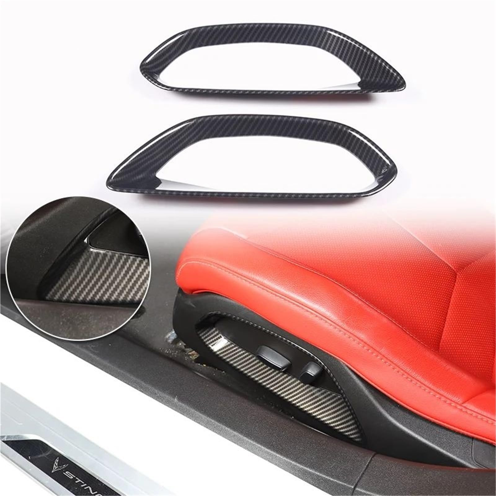 Interieur Dekor Für Chevy Für Corvette C8 2020-2024 Auto ABS Autokonsole Gangschaltung Panel Abdeckung Tür Armlehne Zieraufkleber Interieur TüRverkleidungen Dekor(Carbon Texture 7) von QFJFBGGH