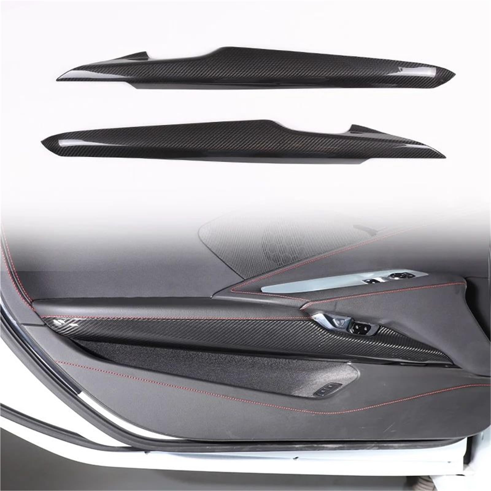 Interieur Dekor Für Chevy Für Corvette C8 Für Stingray 2020-2024 Carbon Fiber Innen Auto Innen Tür Panel Anti-Kick Trim Interieur TüRverkleidungen Dekor(Stil a) von QFJFBGGH