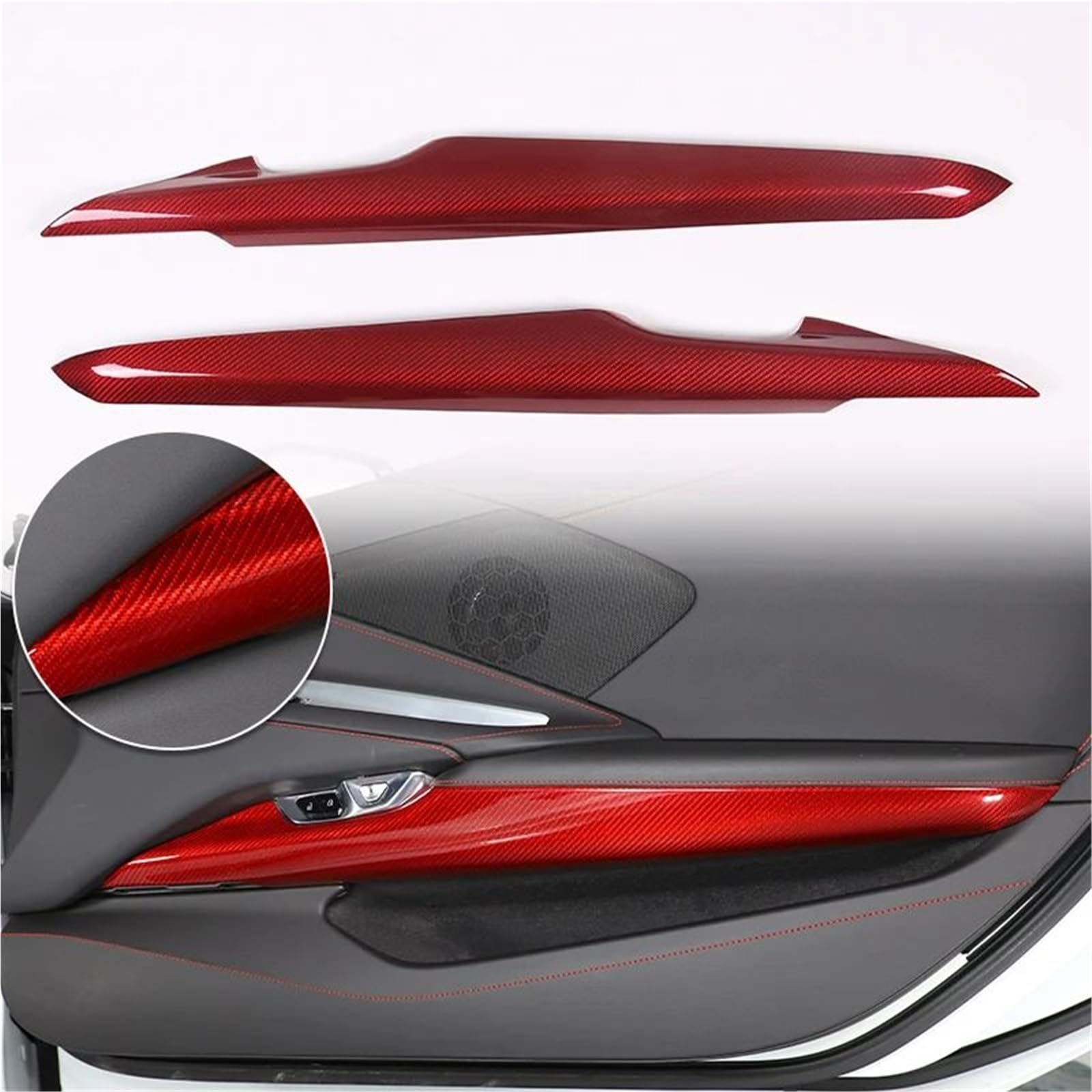 Interieur Dekor Für Chevy Für Corvette C8 Für Stingray 2020-2024 Carbon Fiber Innen Auto Innen Tür Panel Anti-Kick Trim Interieur TüRverkleidungen Dekor(Style B) von QFJFBGGH