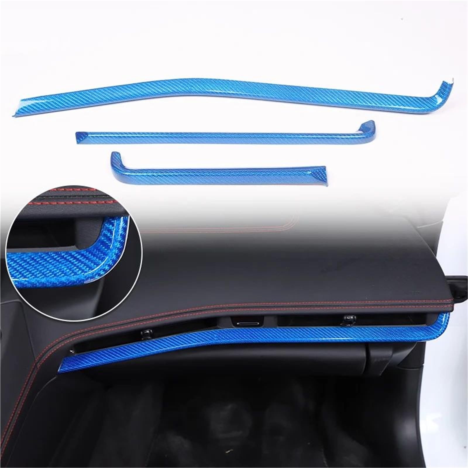 Interieur Dekor Für Chevy Für Corvette Für C8 2020-2024 Auto-Innenraum-Armaturenbrett-Luftauslass-Dekoraufkleber Carbon-Textur Interieur TüRverkleidungen Dekor(Blau) von QFJFBGGH