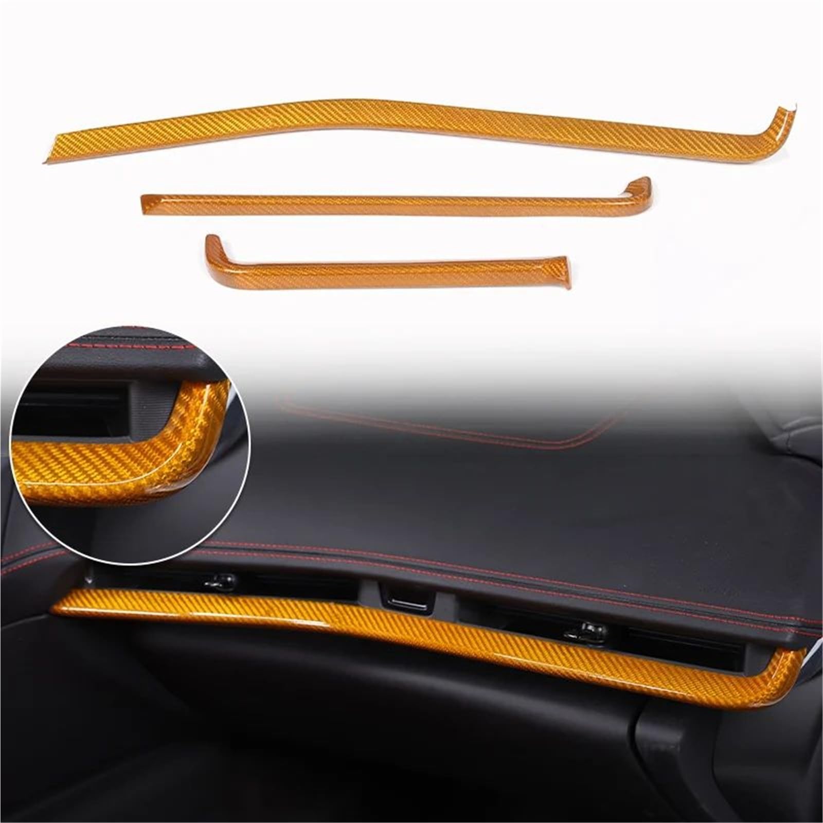 Interieur Dekor Für Chevy Für Corvette Für C8 2020-2024 Auto-Innenraum-Armaturenbrett-Luftauslass-Dekoraufkleber Carbon-Textur Interieur TüRverkleidungen Dekor(Gelb) von QFJFBGGH