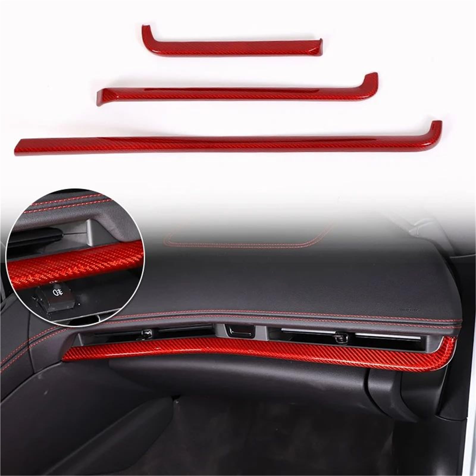 Interieur Dekor Für Chevy Für Corvette Für C8 2020-2024 Auto-Innenraum-Armaturenbrett-Luftauslass-Dekoraufkleber Carbon-Textur Interieur TüRverkleidungen Dekor(Rot) von QFJFBGGH
