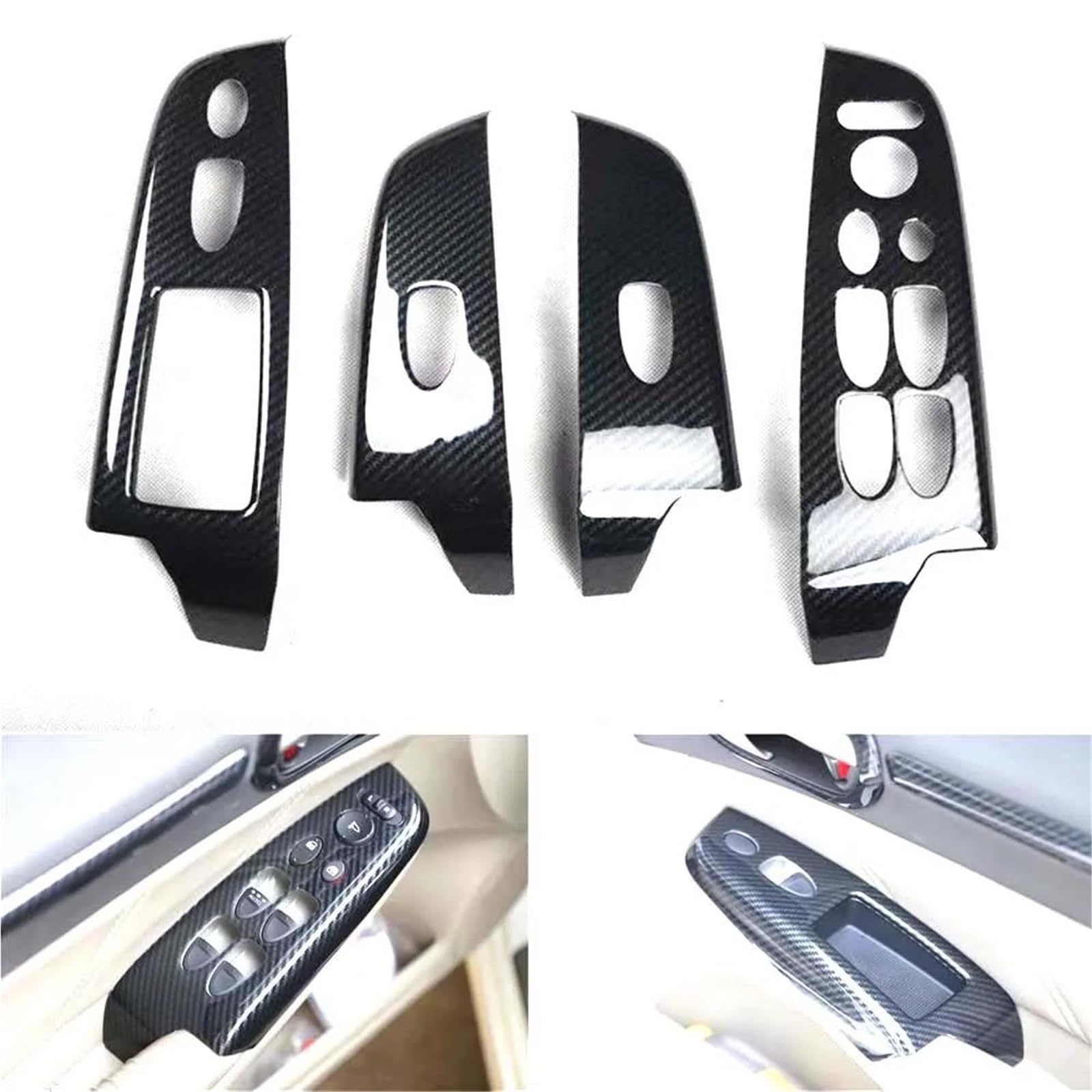 Interieur Dekor Für Civic 8. Generation 2006–2011 LHD RHD Autotür Armlehne Fensterheber Schalter Abdeckung Trim Interior 4 Stück Interieur TüRverkleidungen Dekor(LHD) von QFJFBGGH