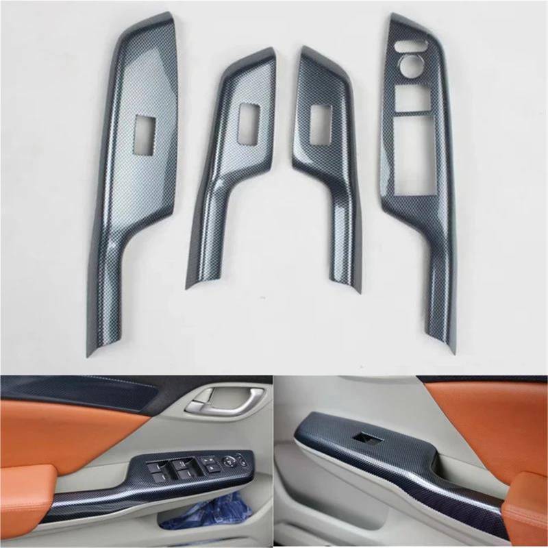 Interieur Dekor Für Civic 9th 2012-2014 LHD Auto Tür Armlehne Fensterheber Schalter Taste Dekoration Abdeckung Aufkleber ABS Interieur TüRverkleidungen Dekor von QFJFBGGH