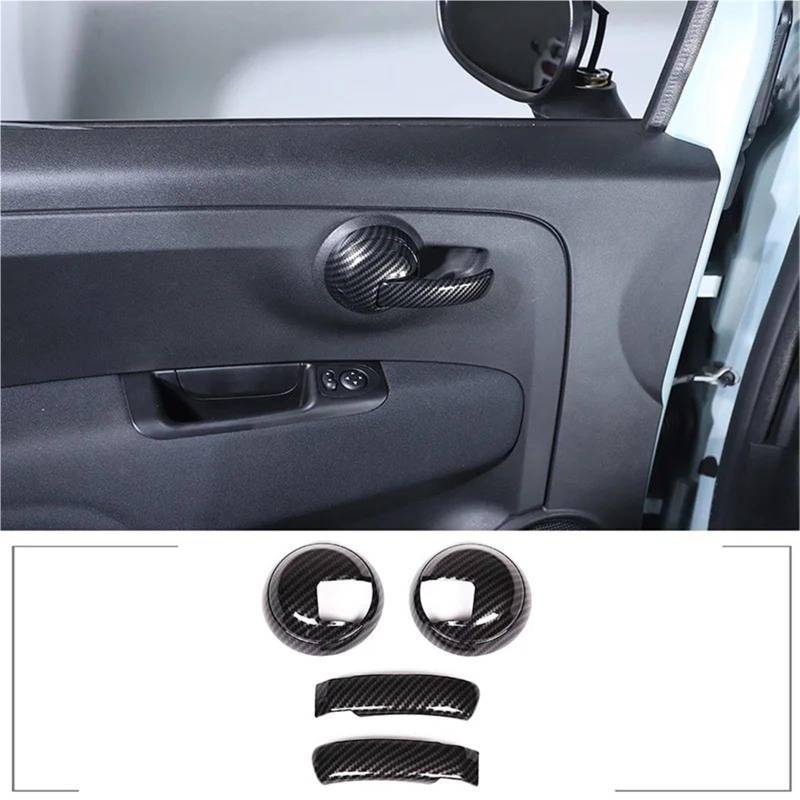 Interieur Dekor Für Fiat 500 2010-2023 ABS Carbon Fiber Texture Schwarz Innen Tür Griff Trim Abdeckung Aufkleber Auto Interieur TüRverkleidungen Dekor(Carbon Texture) von QFJFBGGH